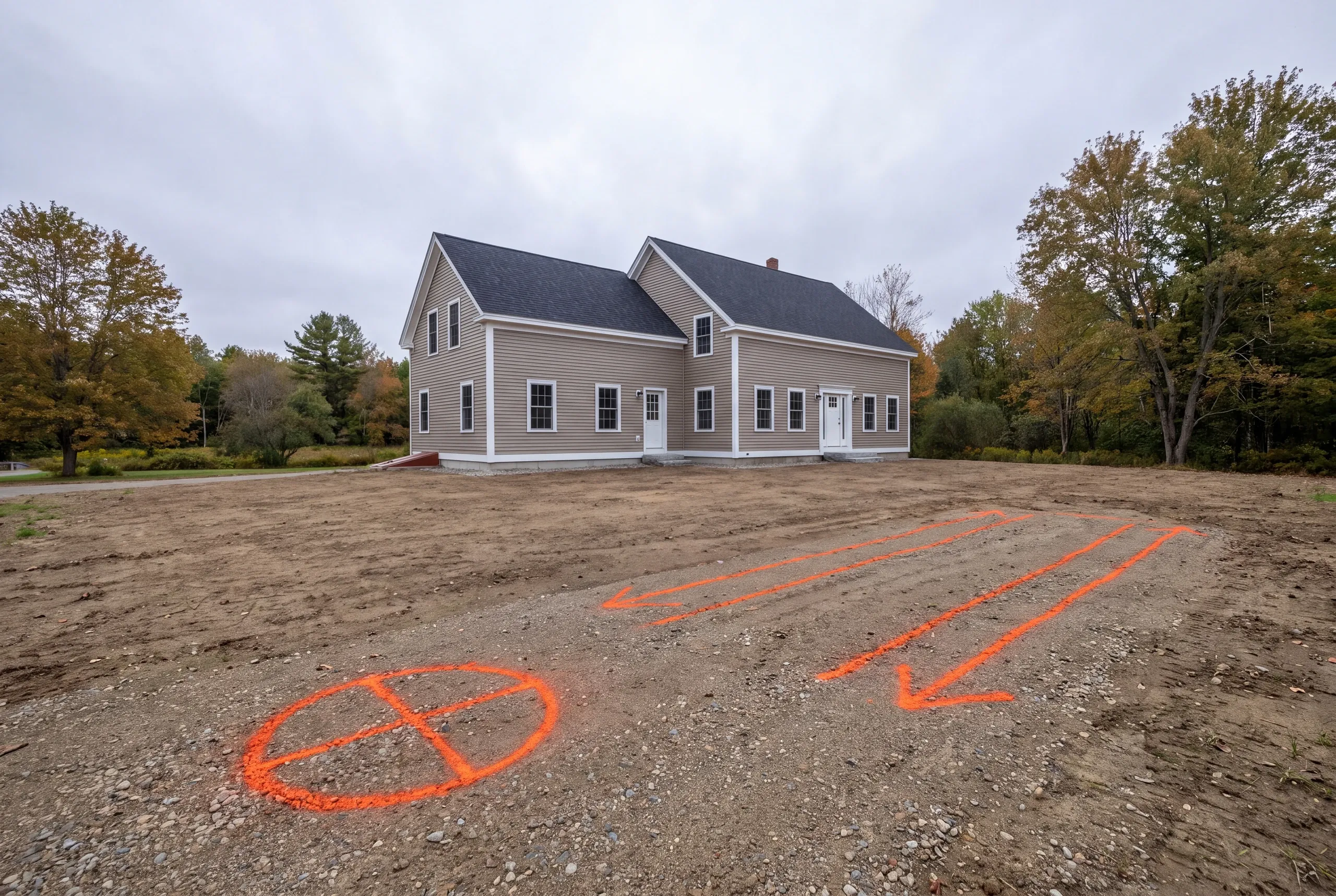 Well and septic locations marked before excavation on a Vassalboro lot