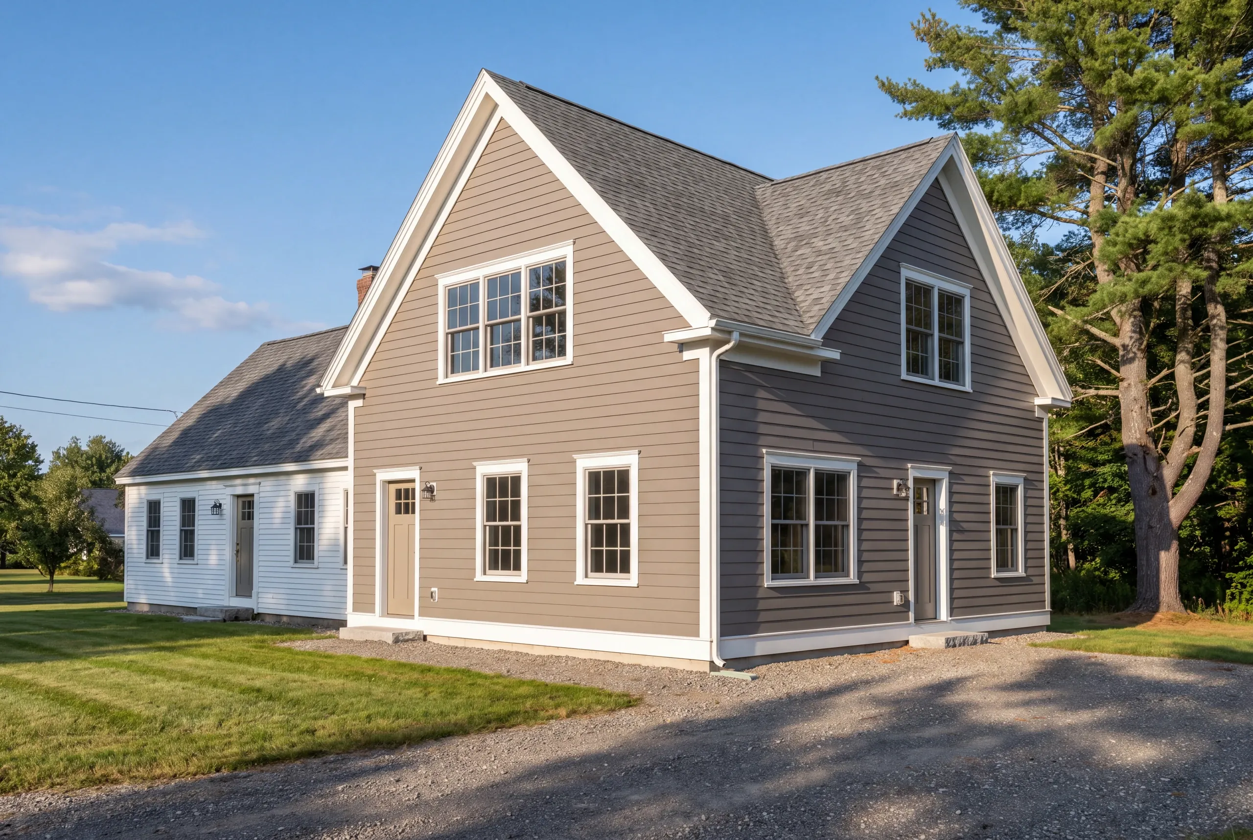 Finished addition on a Vassalboro, Maine home, wide view