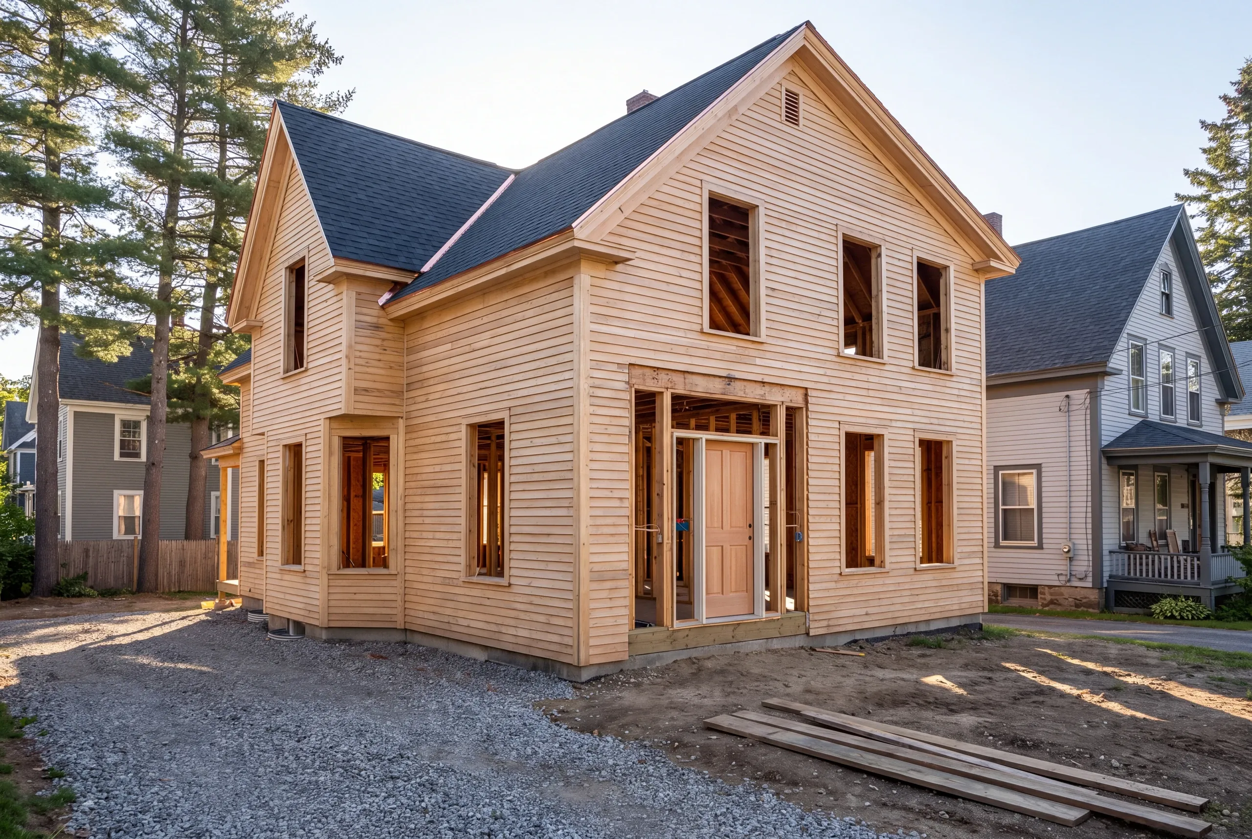 Old knob-and-tube wiring replaced during a Waterville whole-house renovation