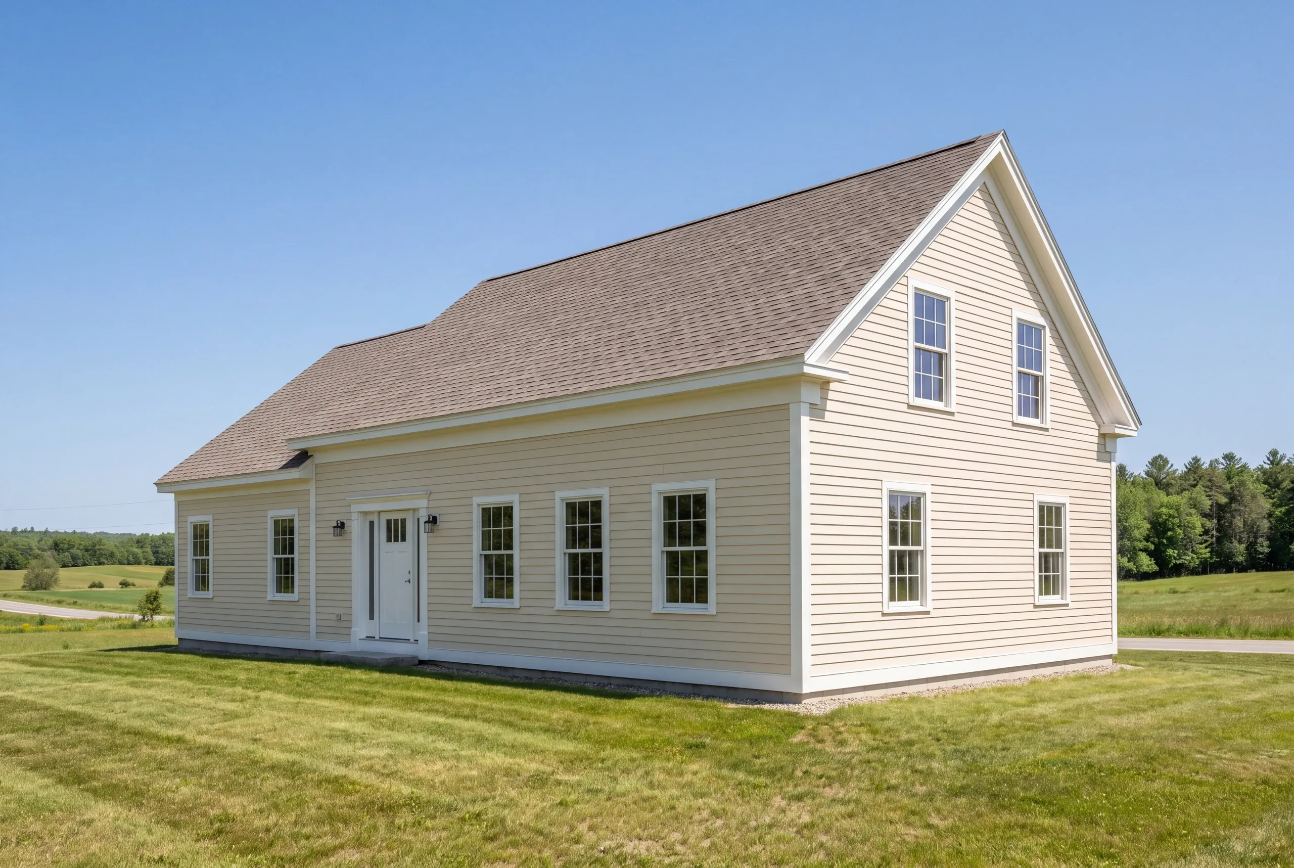 General contractor Whitefield, ME crew building an addition on farmland along Route 218