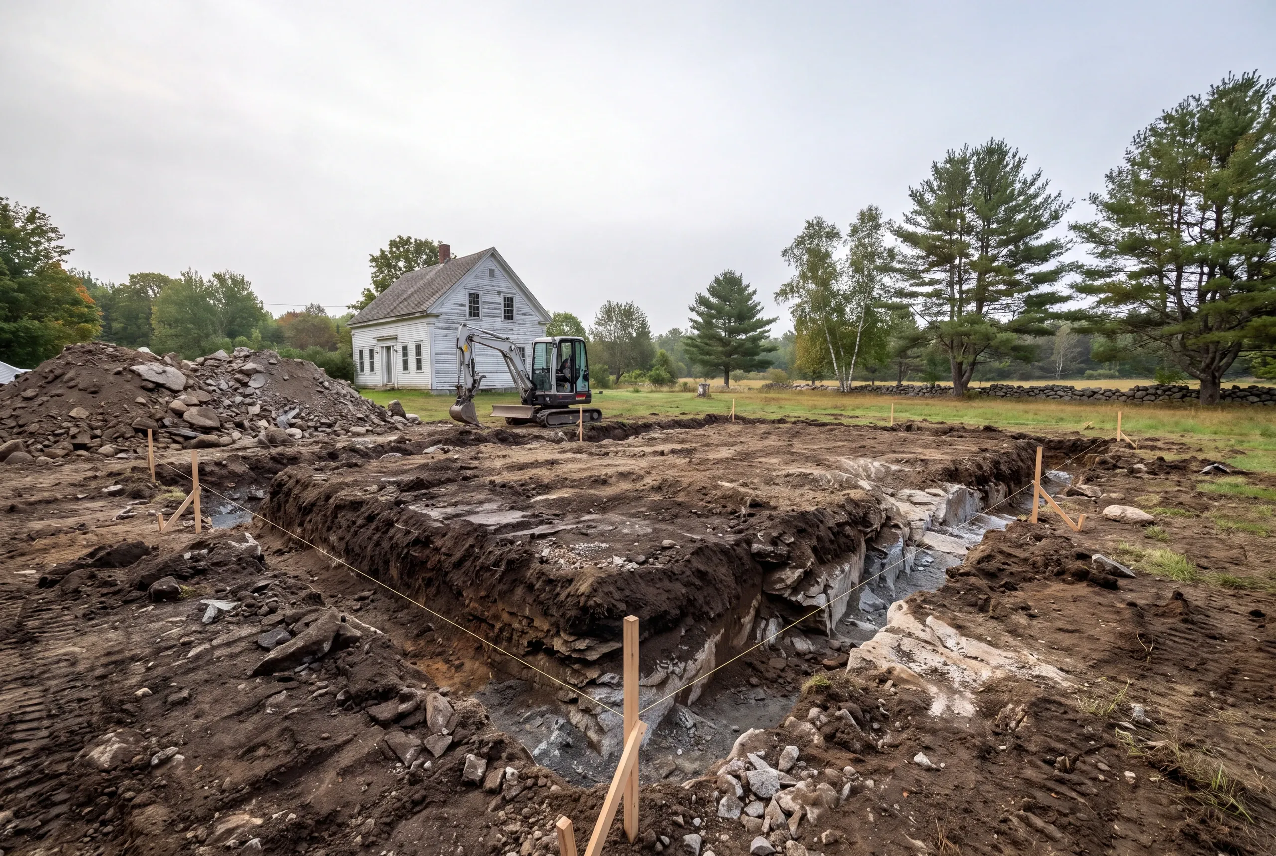 Deep footing excavation on an exposed Windsor field parcel