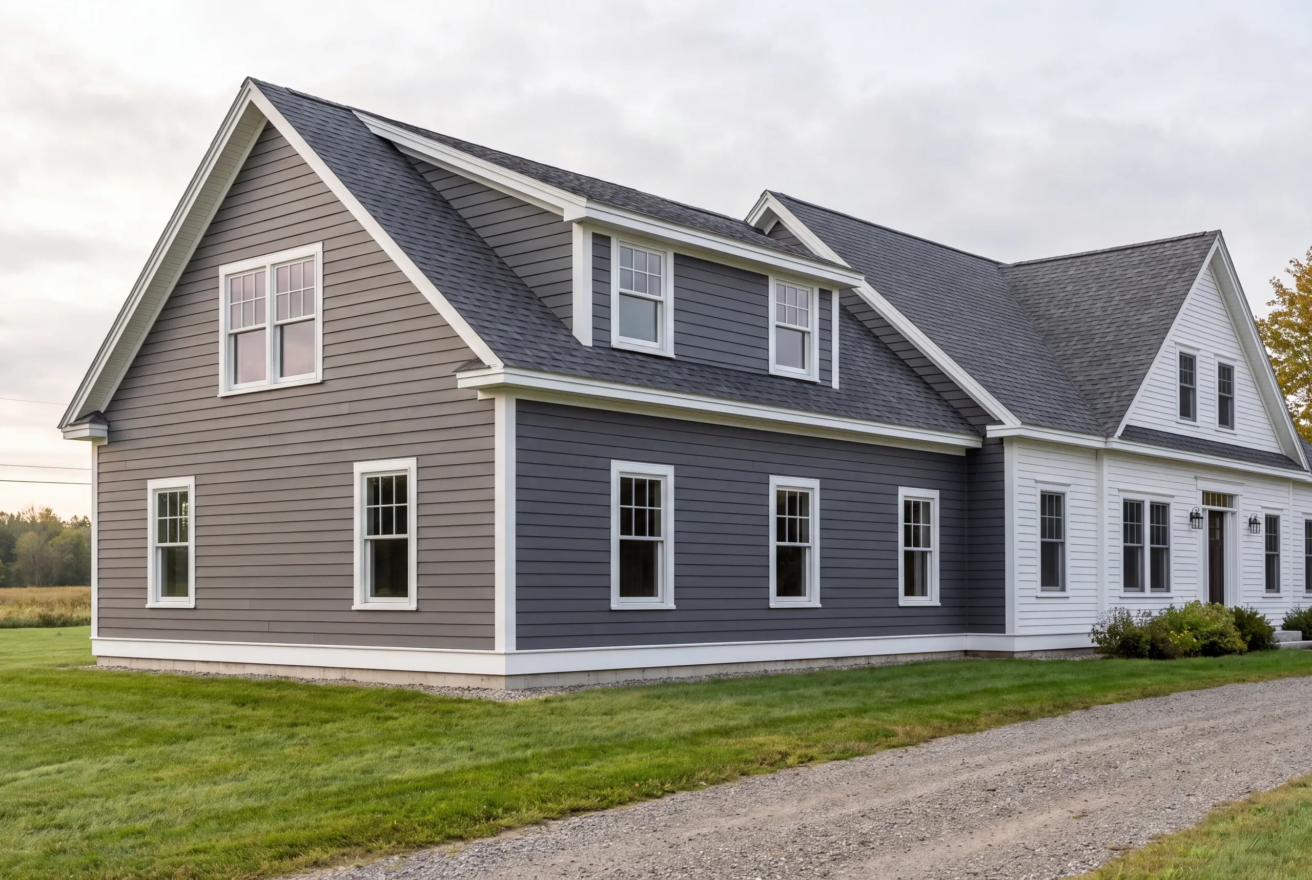 Finished addition on a Windsor, Maine home, wide view