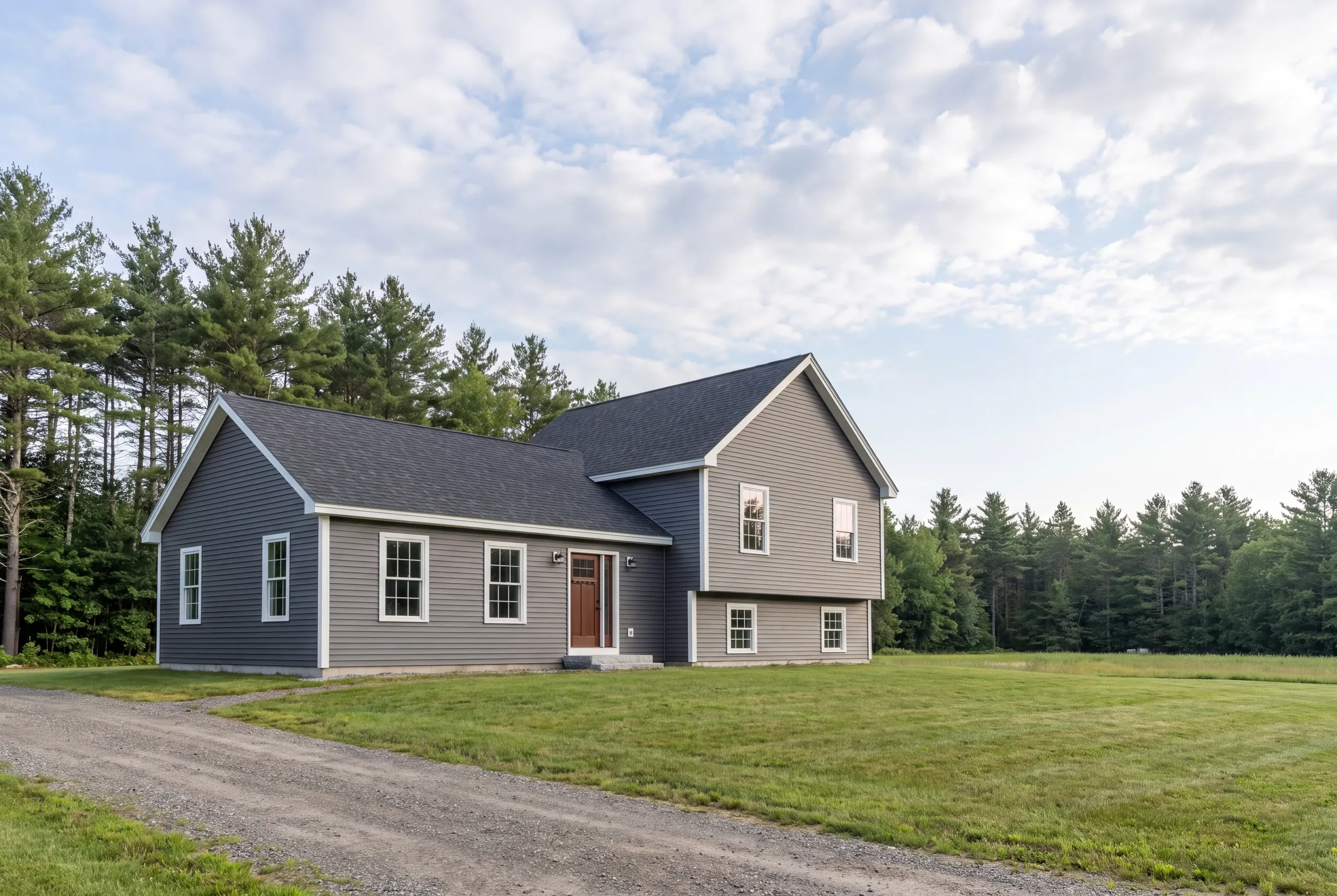 Finished addition on a Winslow, Maine home, wide view