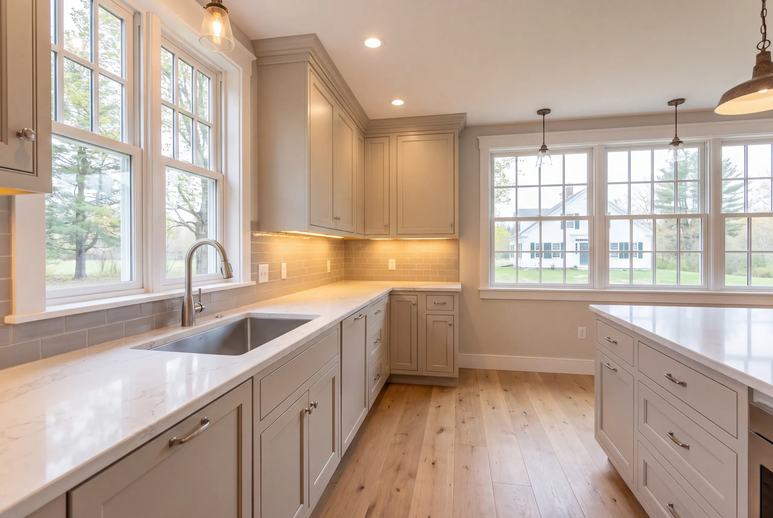 Finished period kitchen in an antique farmhouse in Alna, Maine
