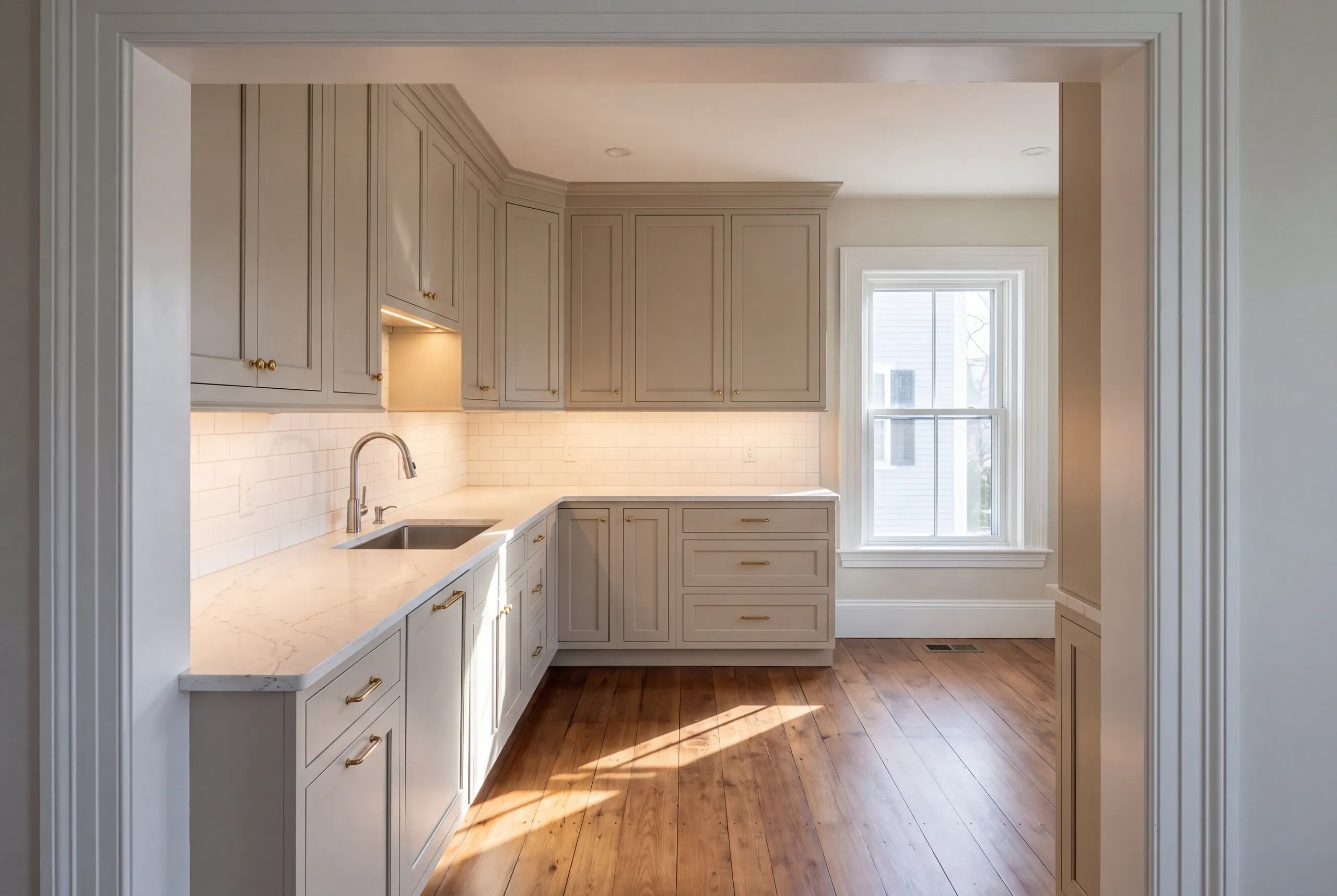 Kitchen remodeling Brunswick, ME work in a Federal style Maine Street house