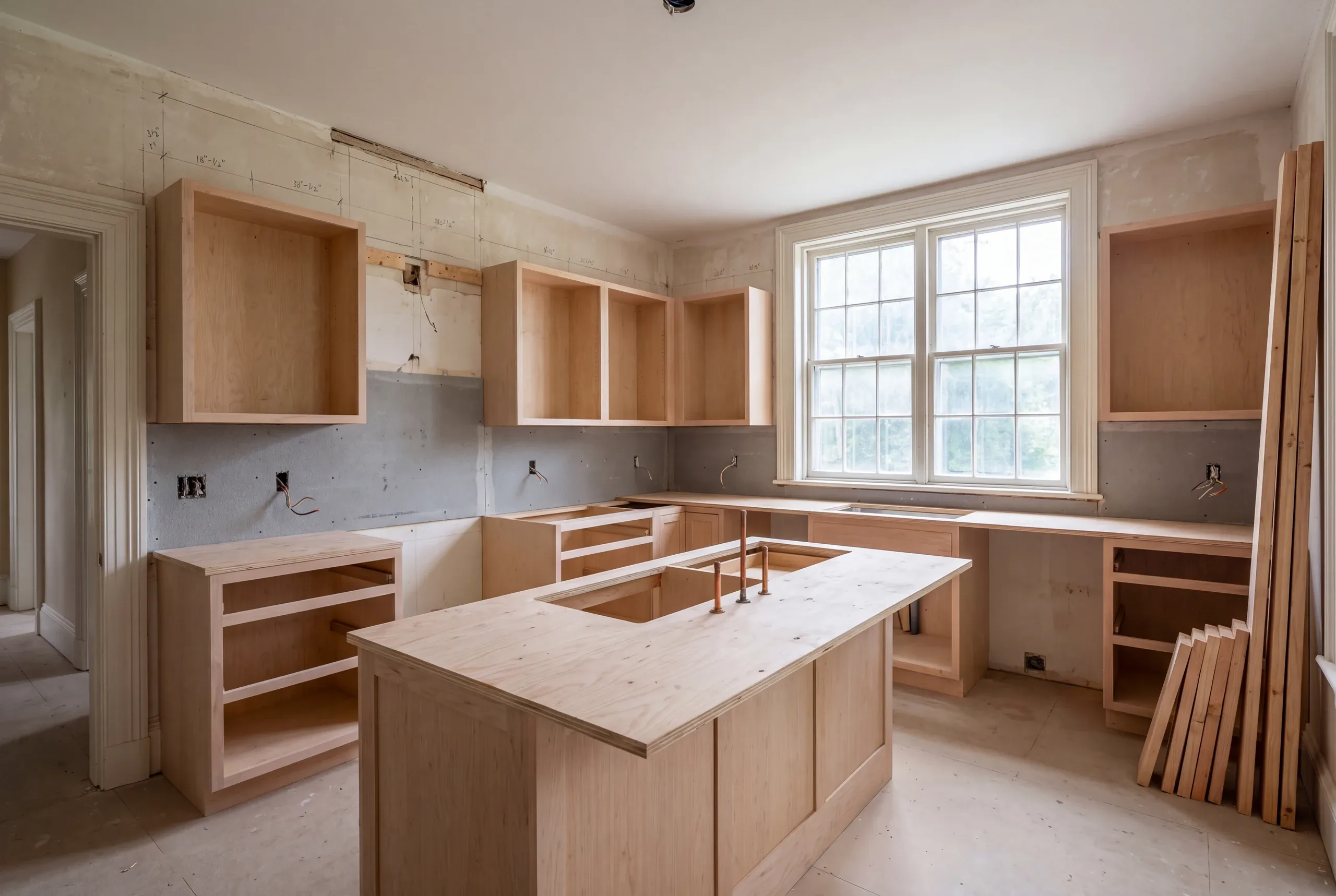 Historic district window opening preserved during a Brunswick kitchen remodel