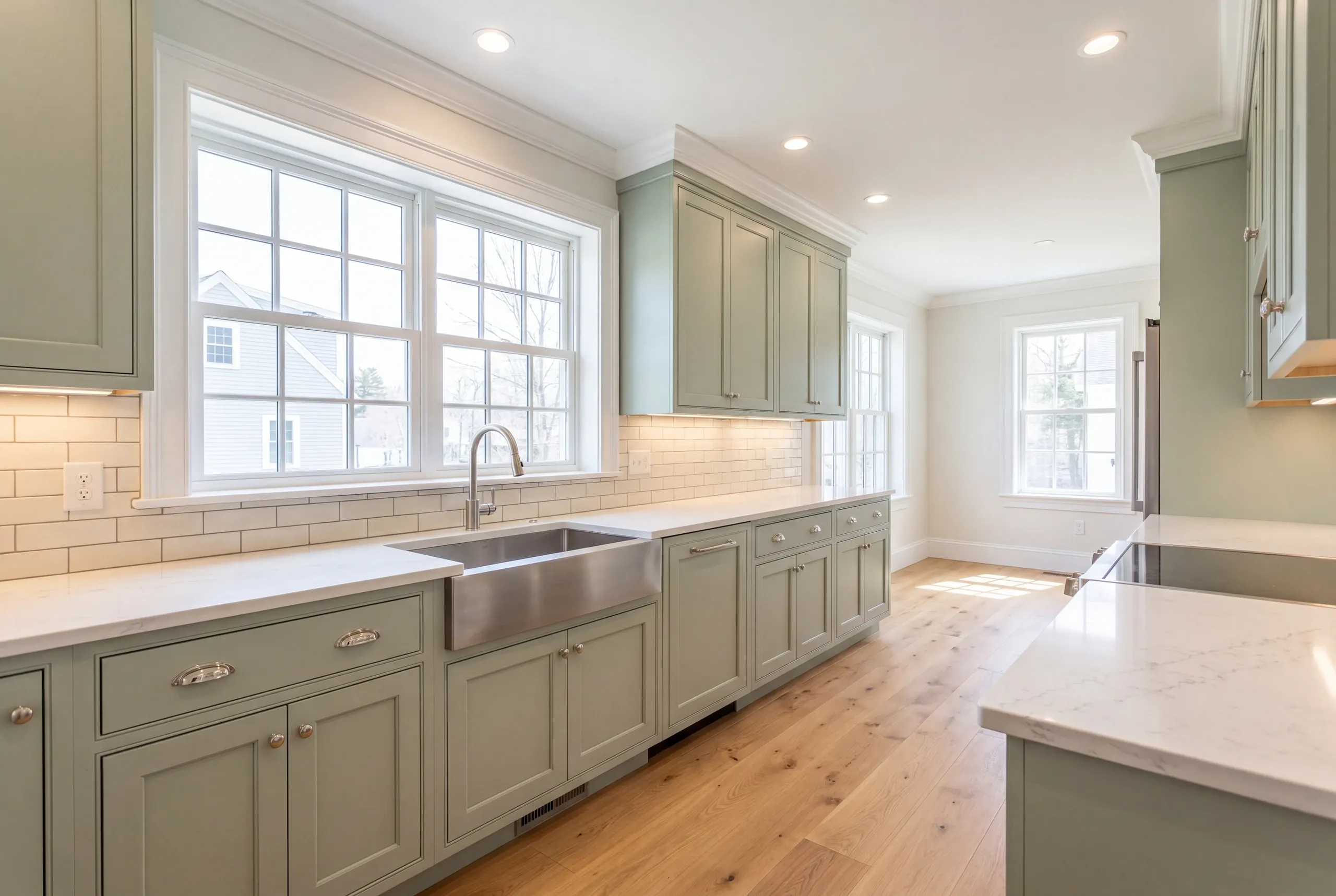 Builder reviewing historic district guidelines at a Brunswick, Maine house