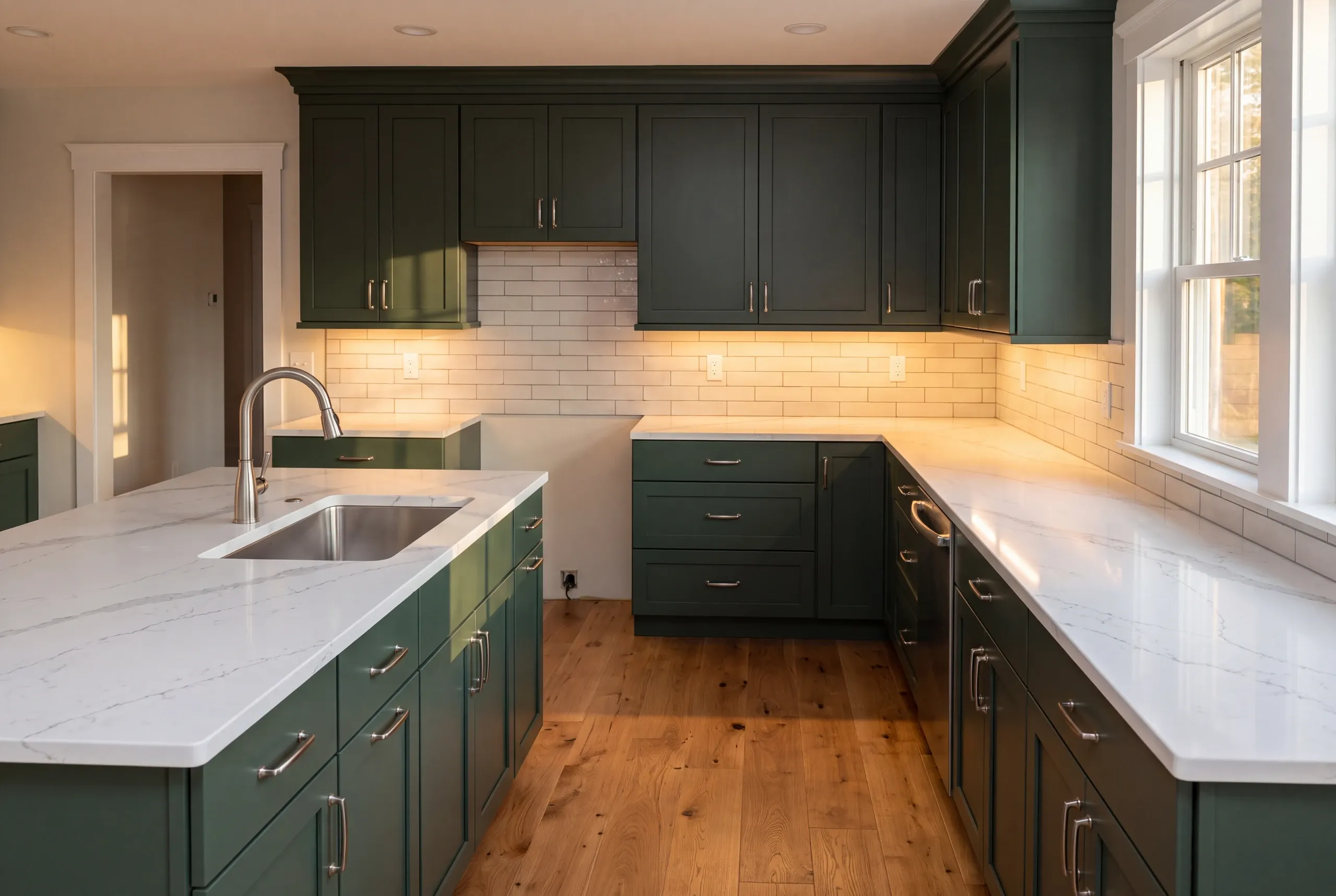 Finished durable farm kitchen with hard wearing finishes in Clinton, Maine