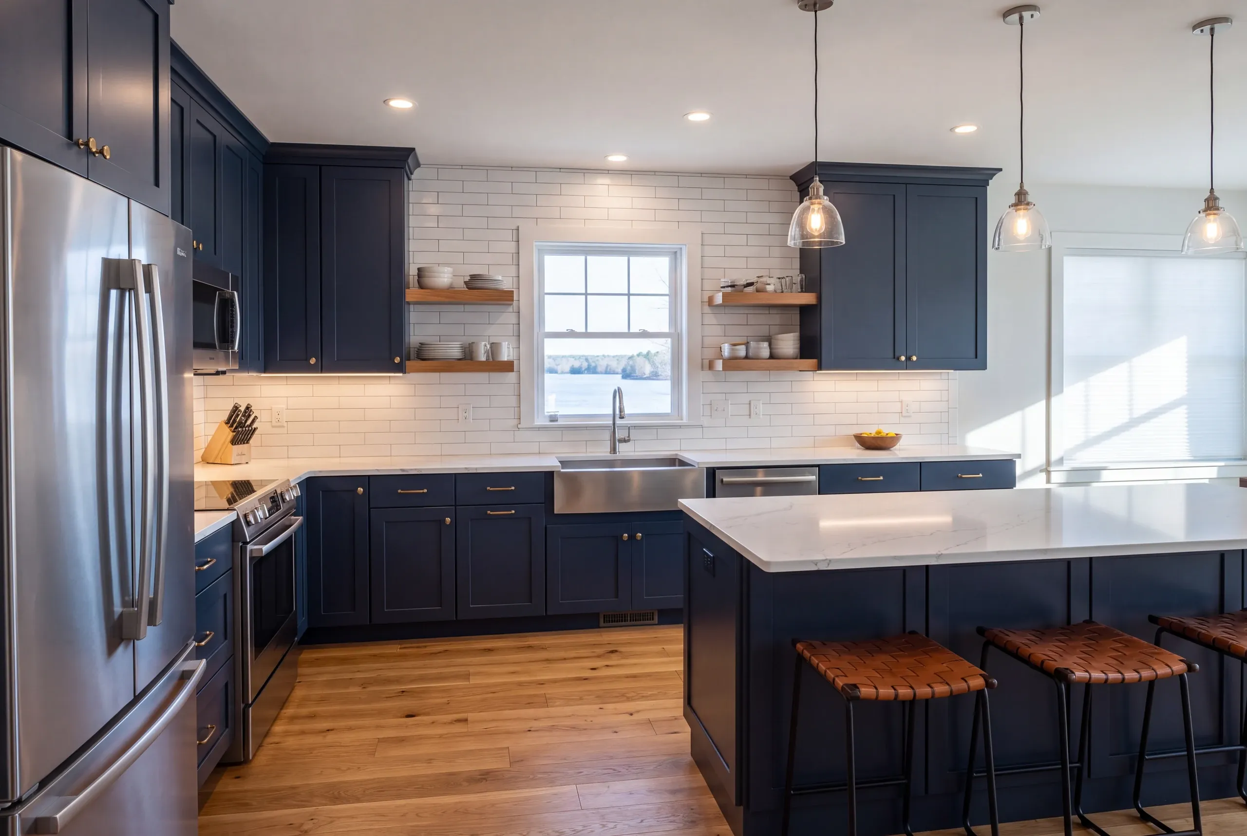 Builder taking appliance measurements in an older Fairfield kitchen