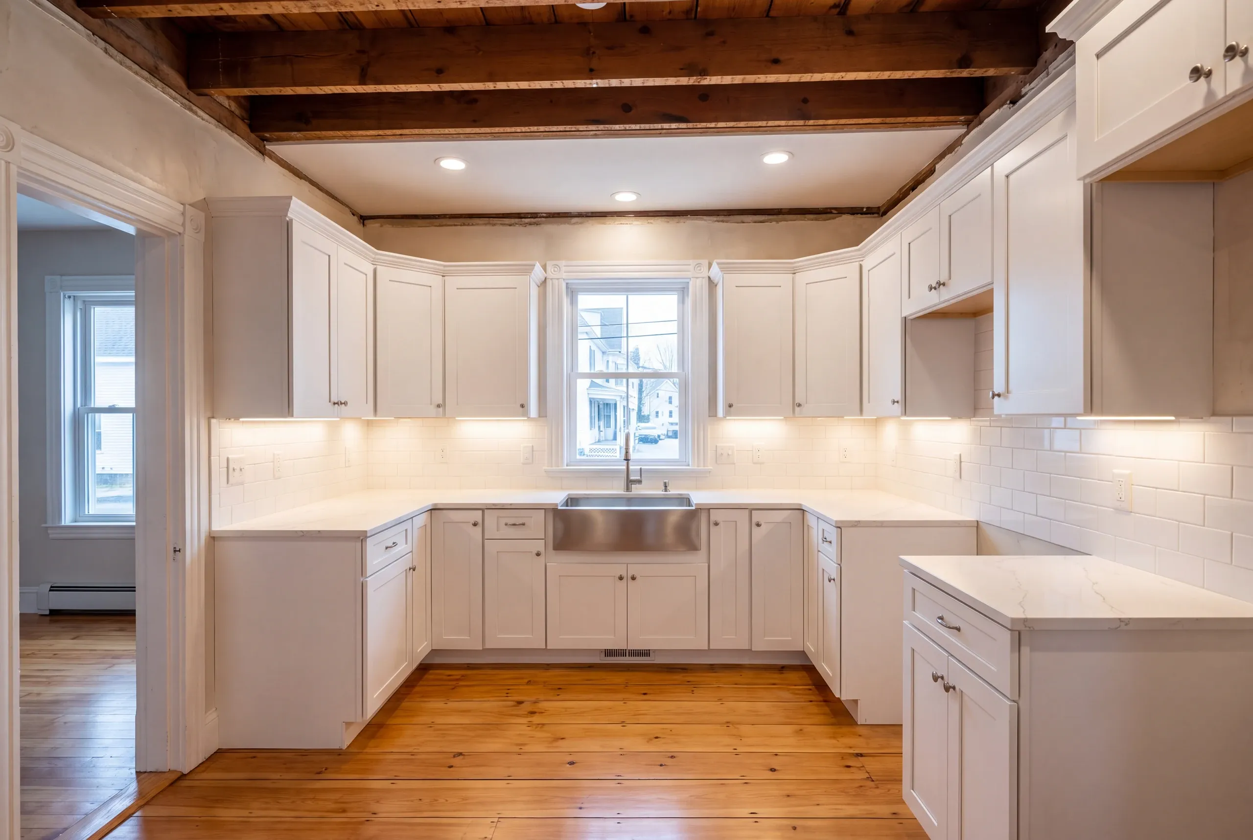 Kitchen remodeling Lewiston, ME work in a mill era wood frame home