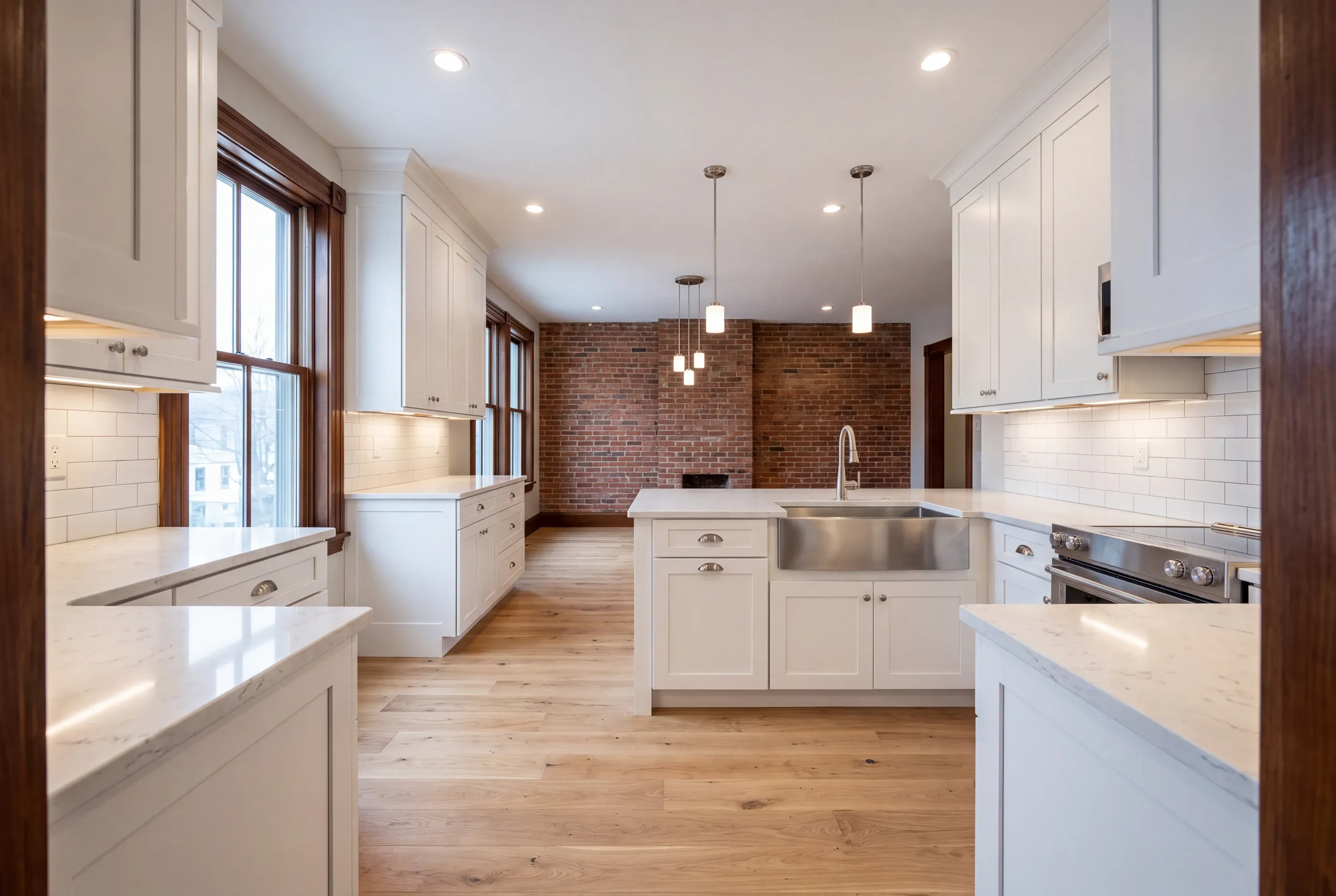 Finished kitchen in a restored Victorian near Bates College in Lewiston