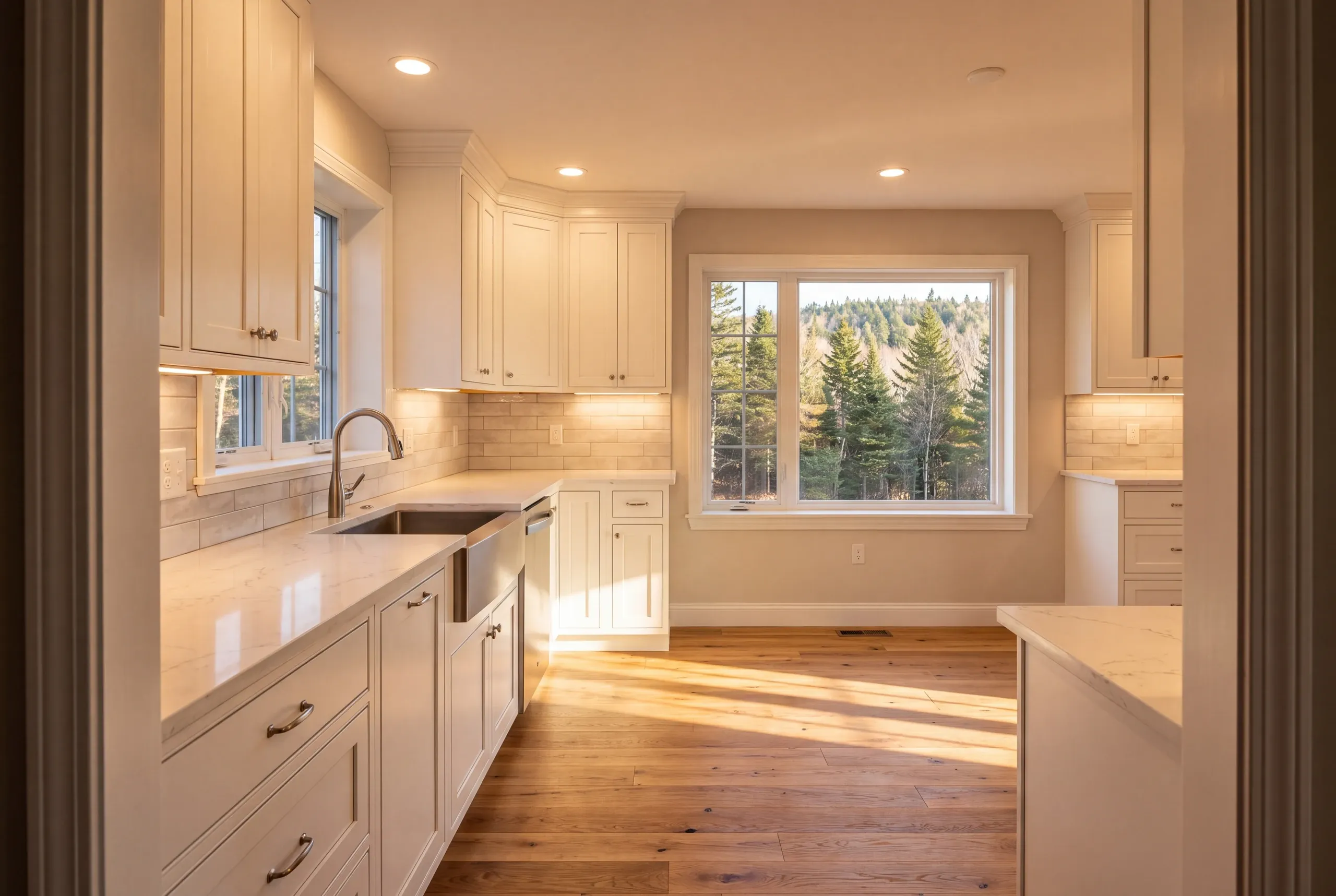Kitchen remodeling Mt. Vernon, ME job at a home on a wooded hillside lot