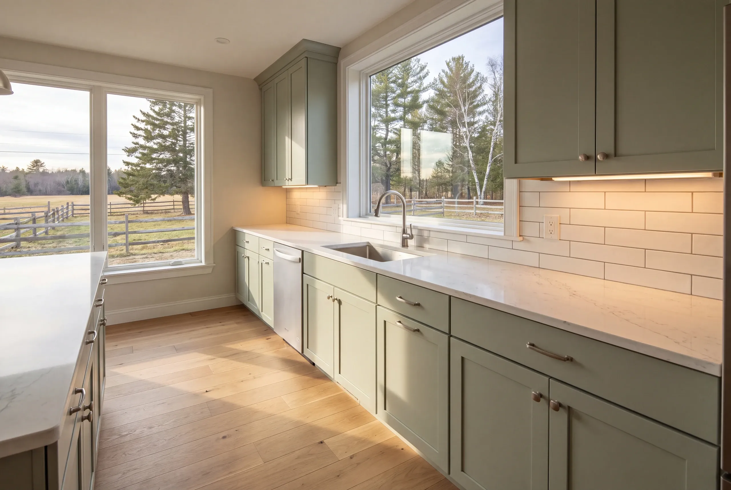 Quartz counter run sized for canning work in a Palermo kitchen