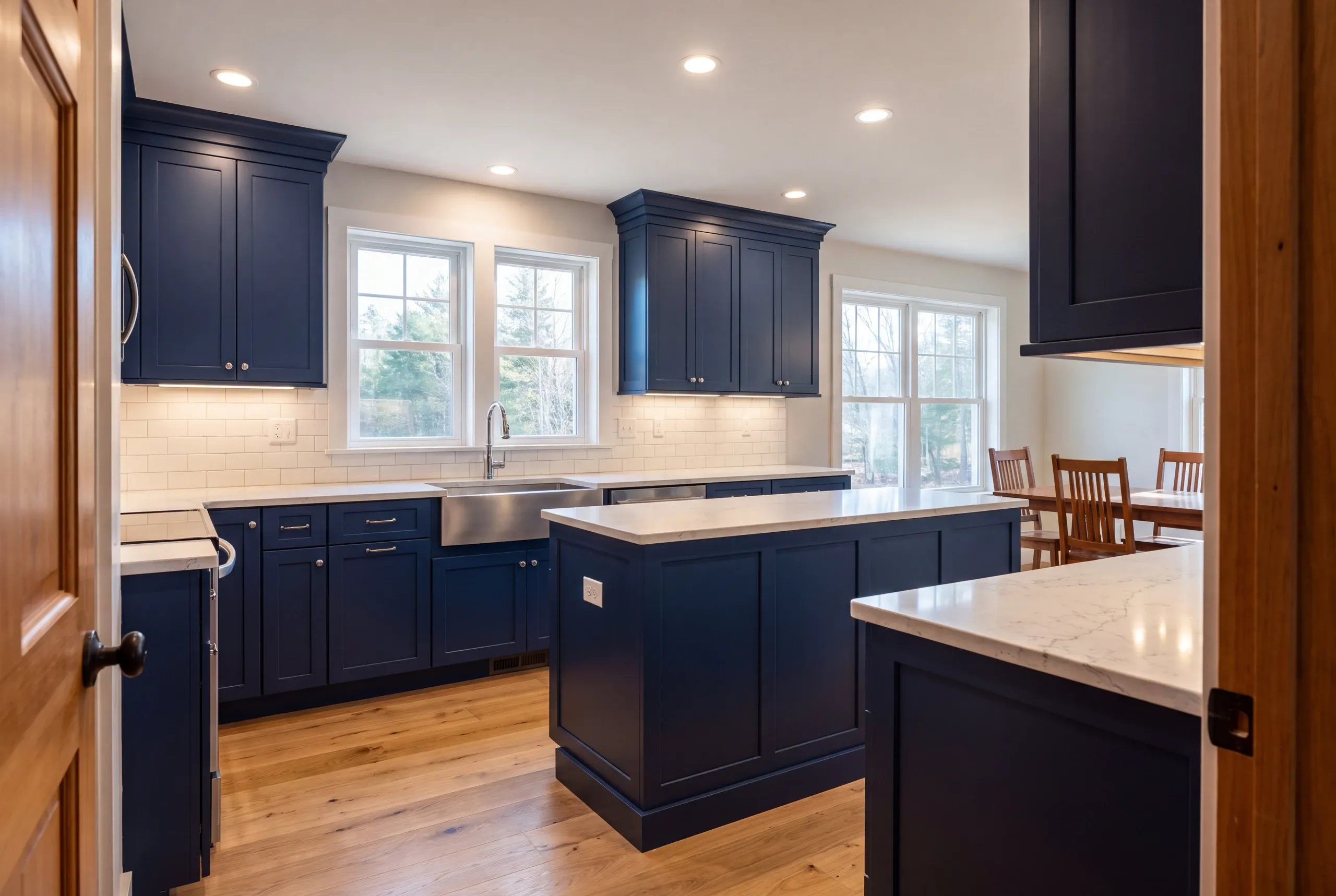 Finished homestead kitchen with heavy storage in Palermo, Maine