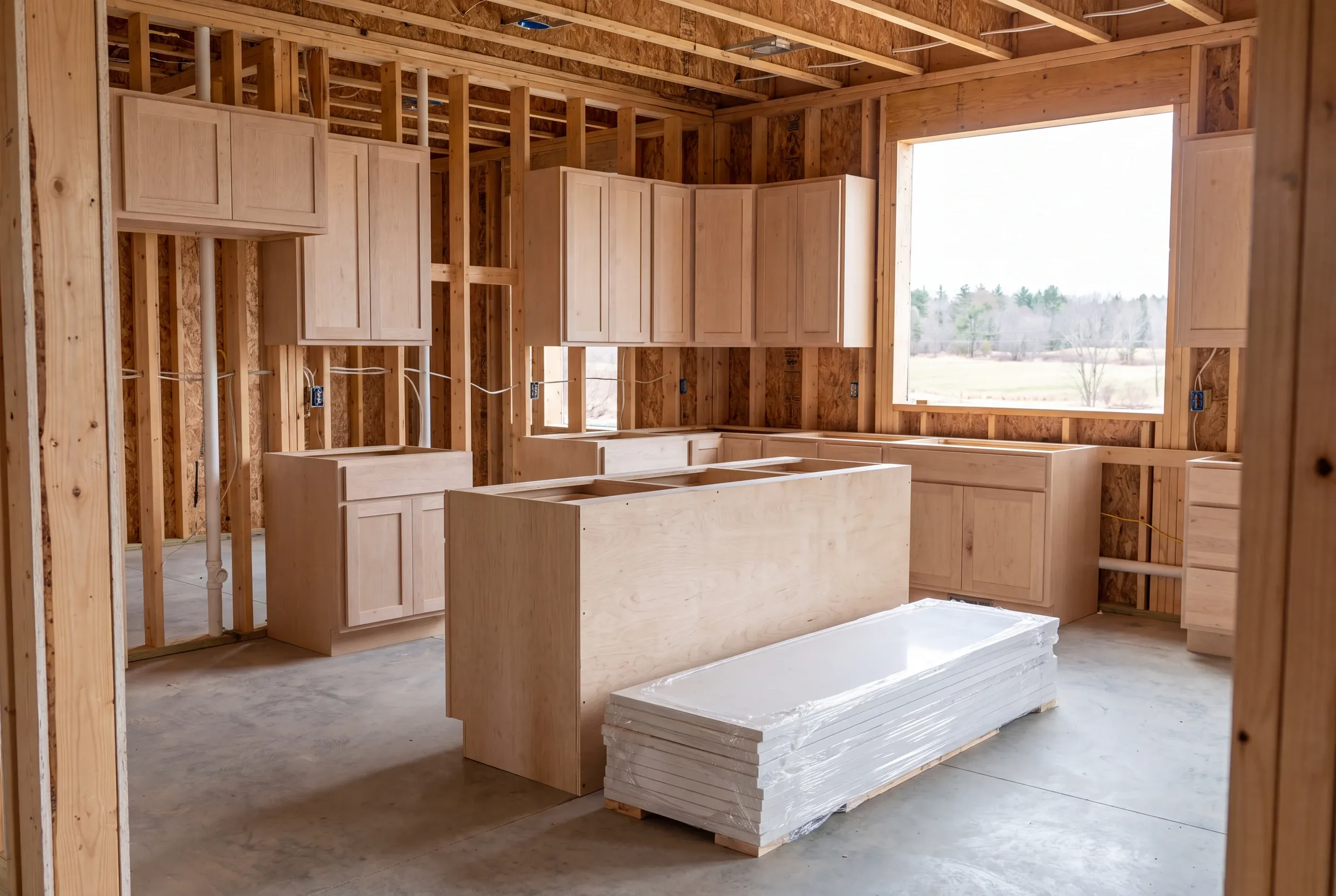 Island cabinets set square in an open plan Sidney kitchen