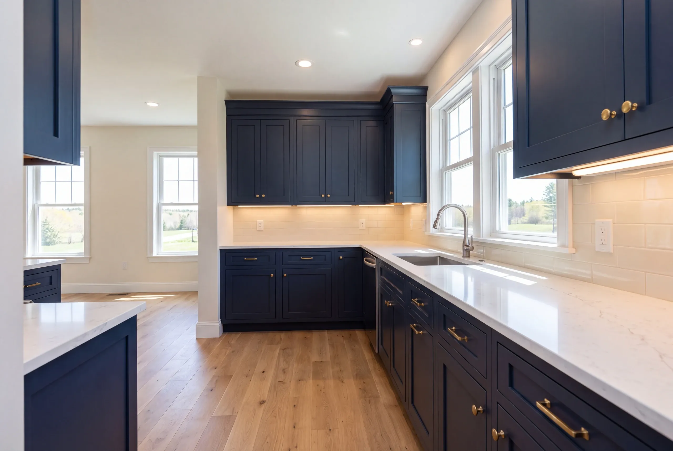 Finished Sidney kitchen seen from the adjoining dining area