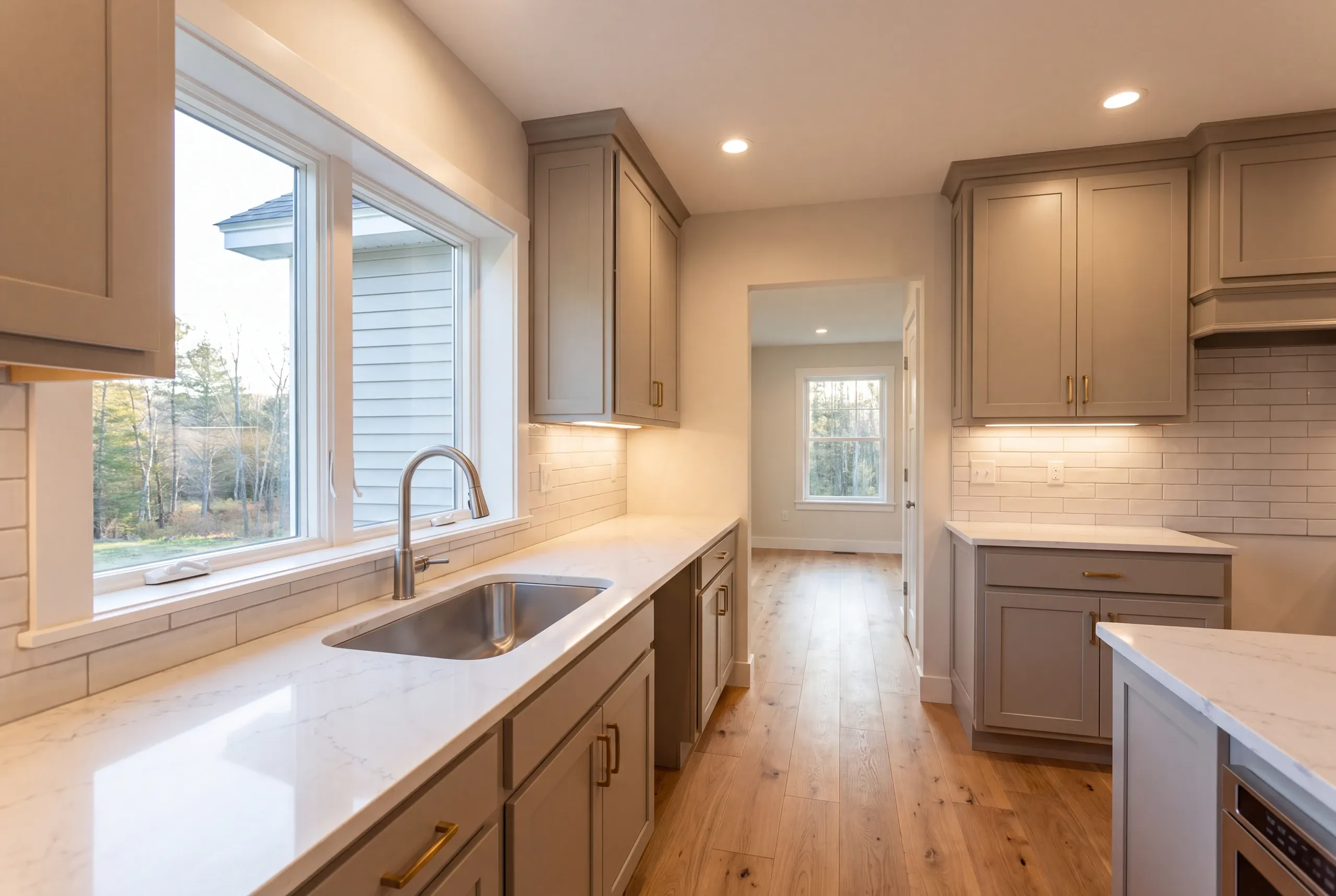 Finished Vienna kitchen seen from the adjoining dining area
