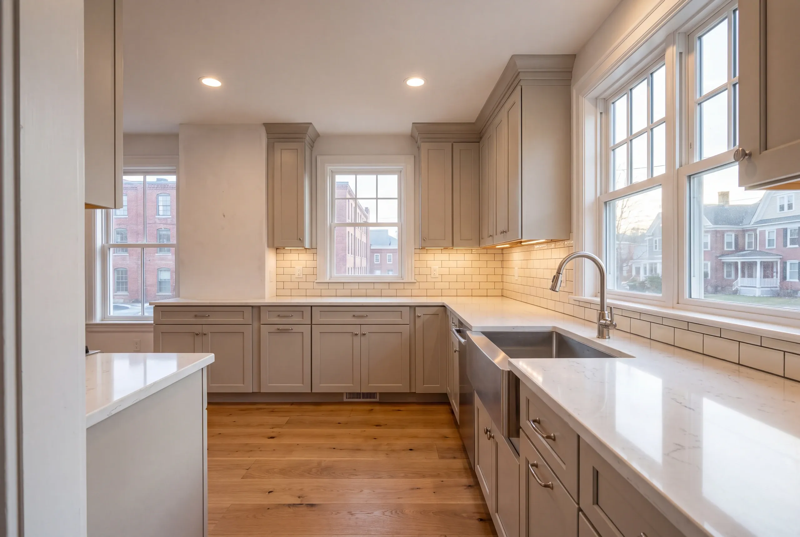 Kitchen remodeling Waterville, ME job with new cabinets going into a mill-era house