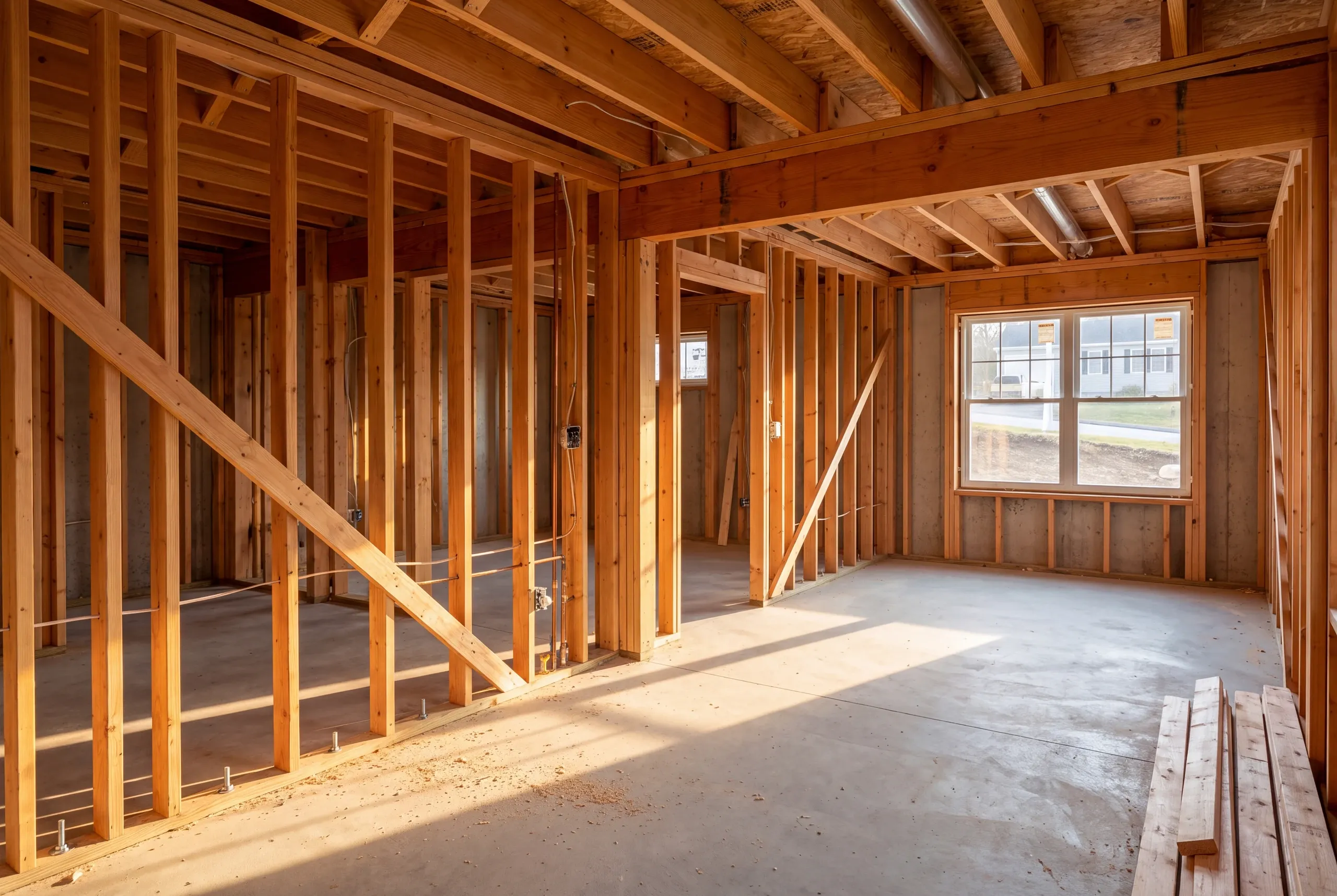 Load path traced to the foundation in an Auburn, Maine basement