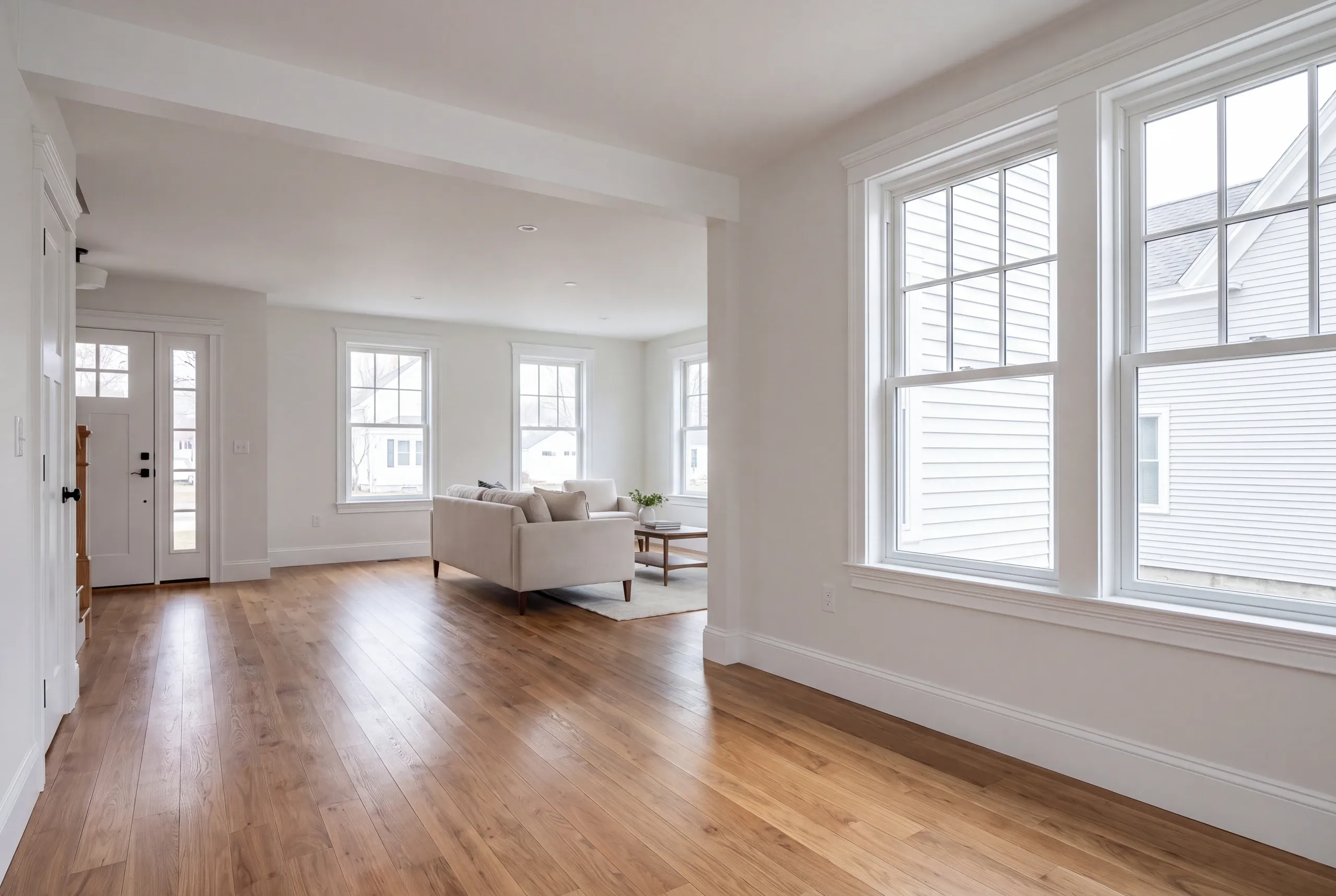 Finished open plan living space in a remodeled Auburn home