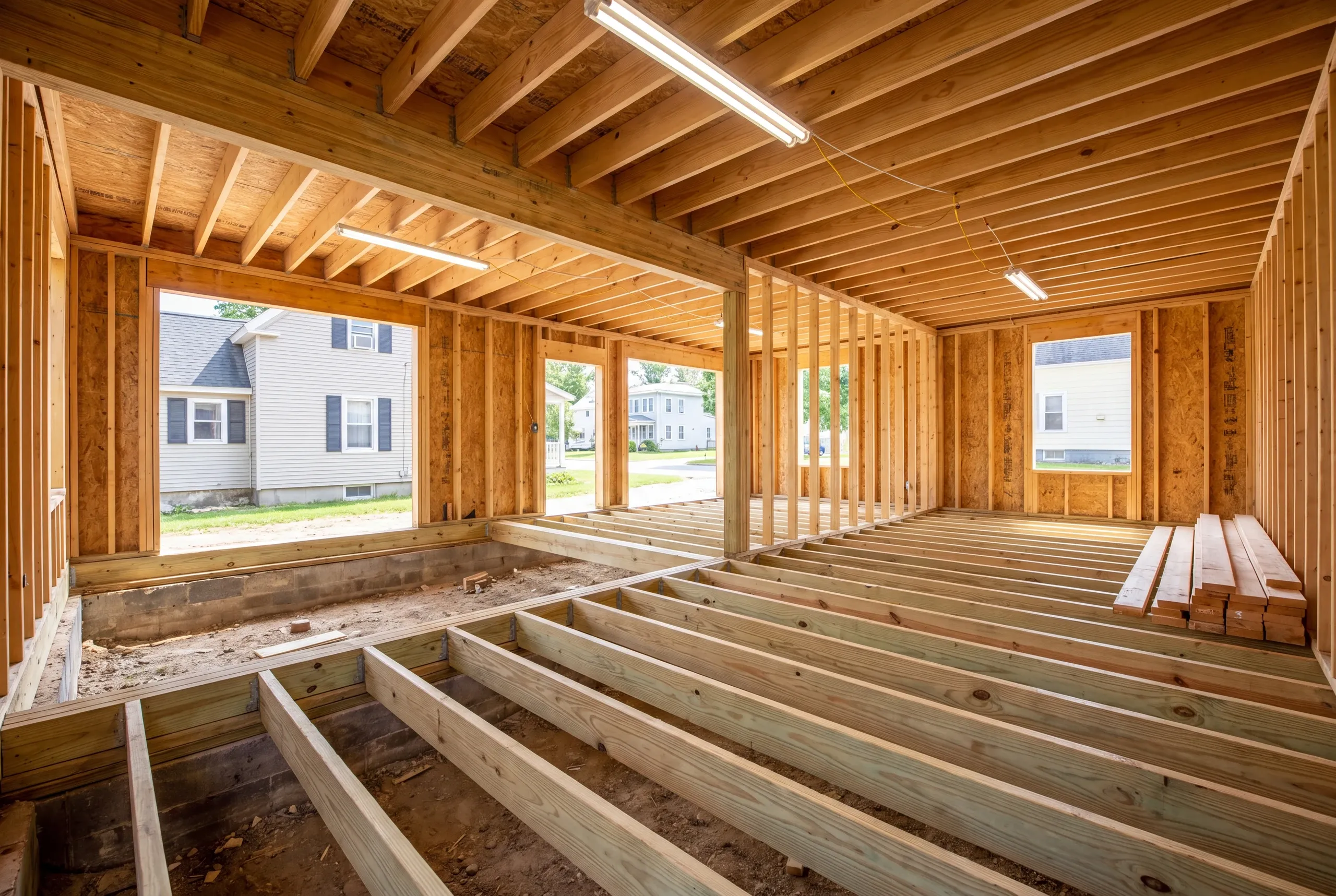 Subfloor opened at the sill of an older Augusta house