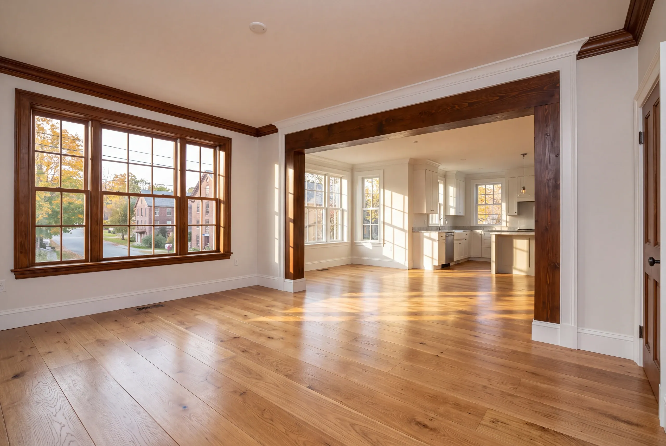 Original woodwork protected during a Brunswick, Maine renovation