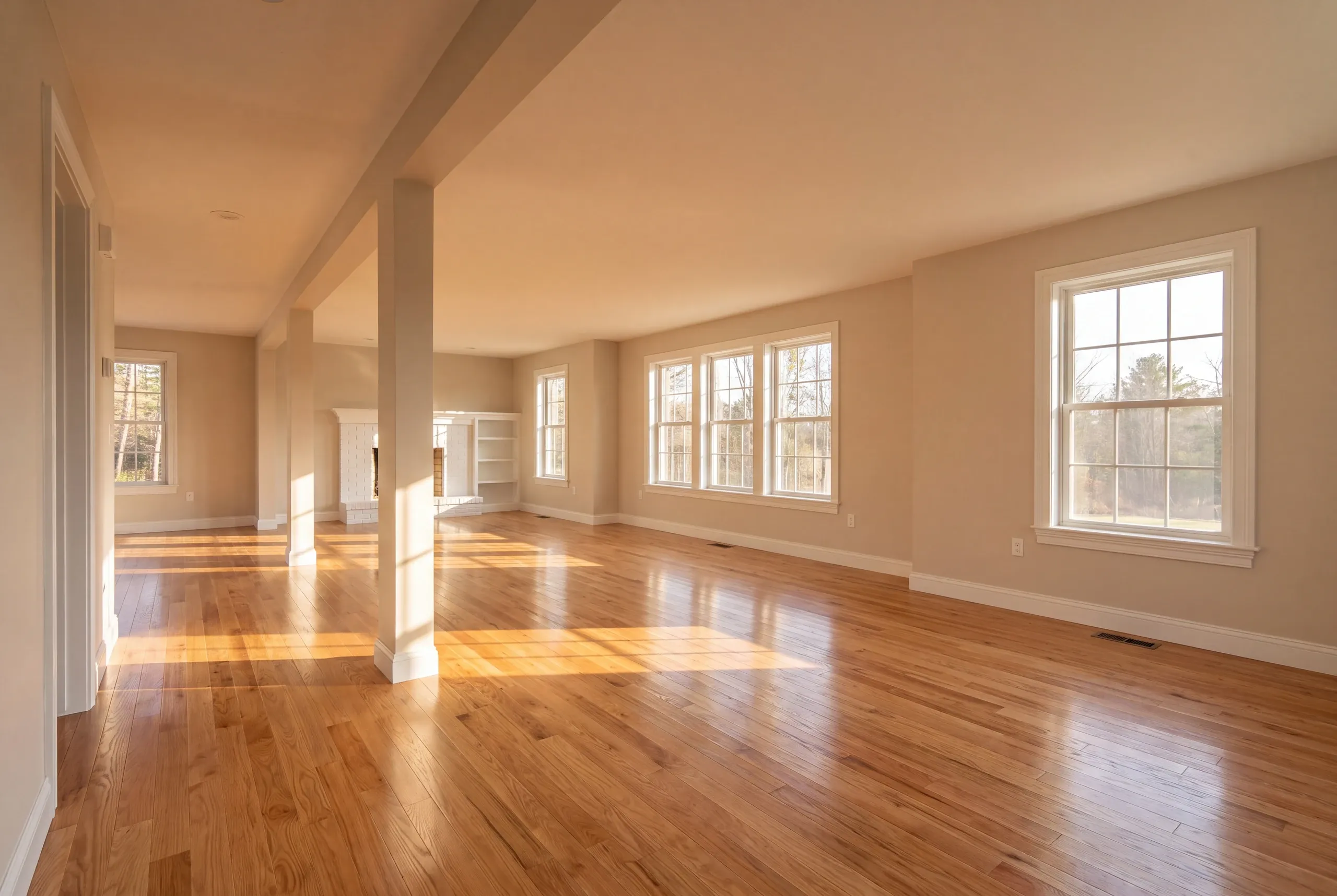 Finished renovated living room in a China home seen from the hall