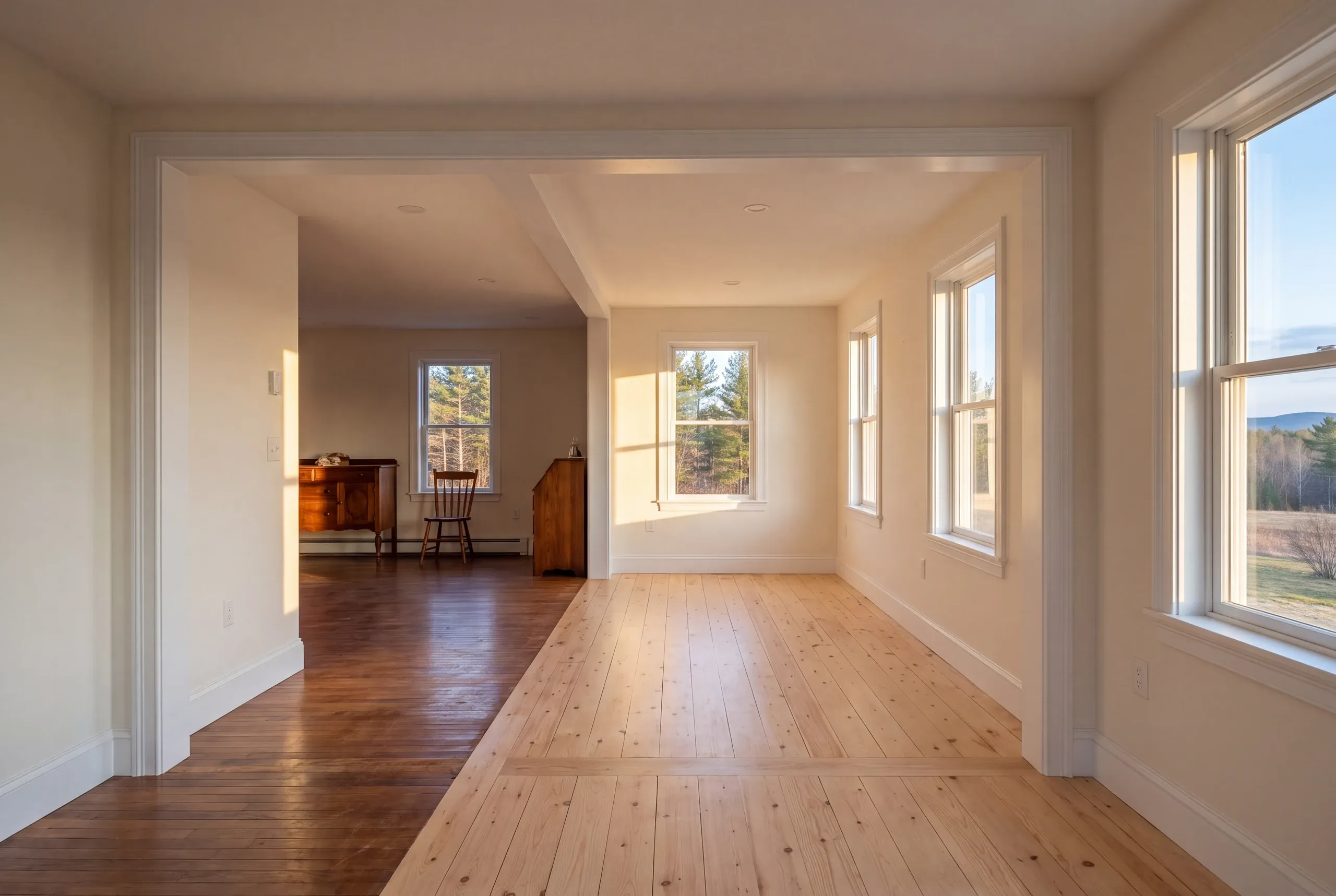 Addition framed onto an existing Greene, Maine house