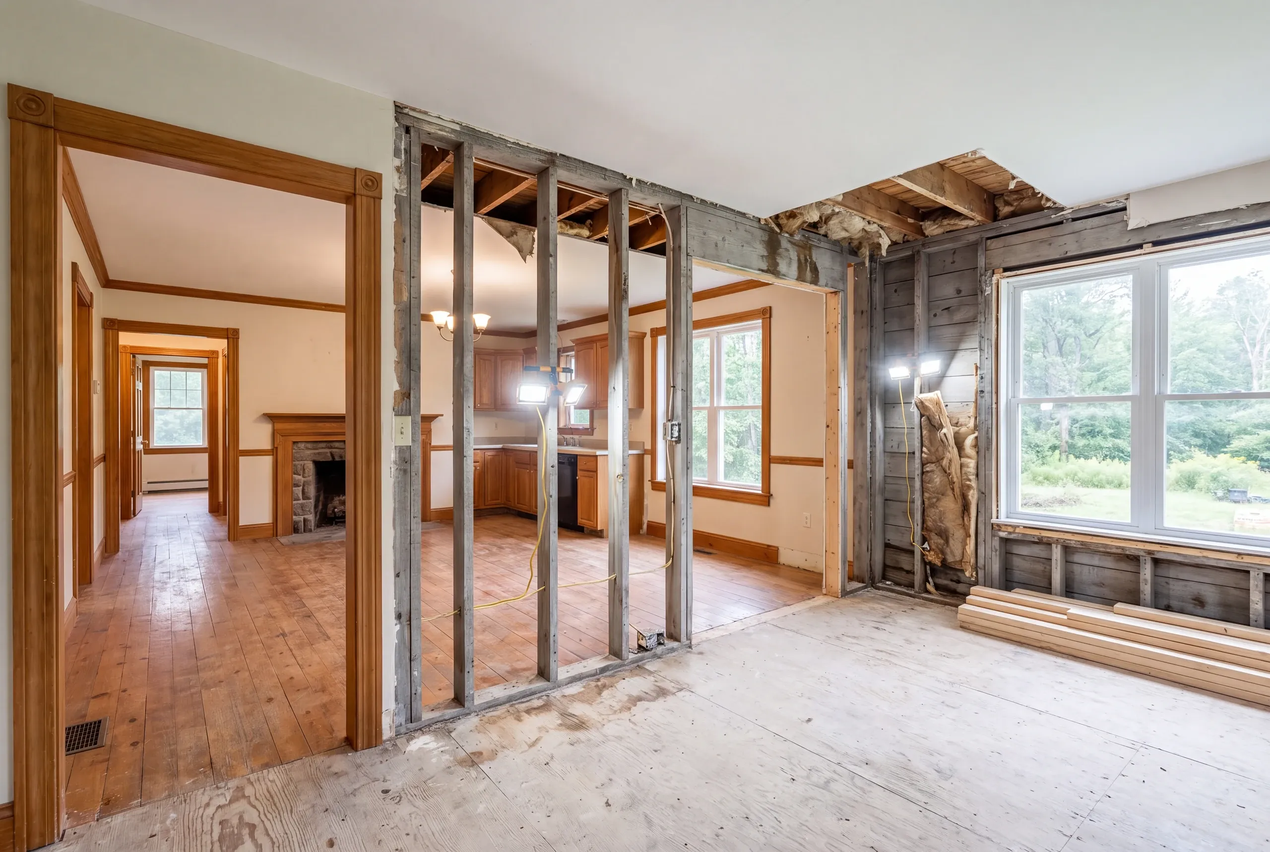 Water damage exposed behind interior finish in a Palermo home