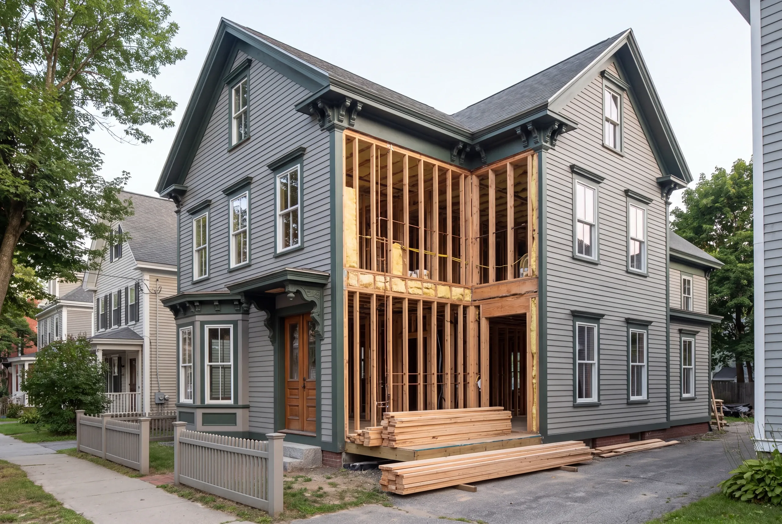 Home remodeling Waterville, ME project underway in a downtown Victorian