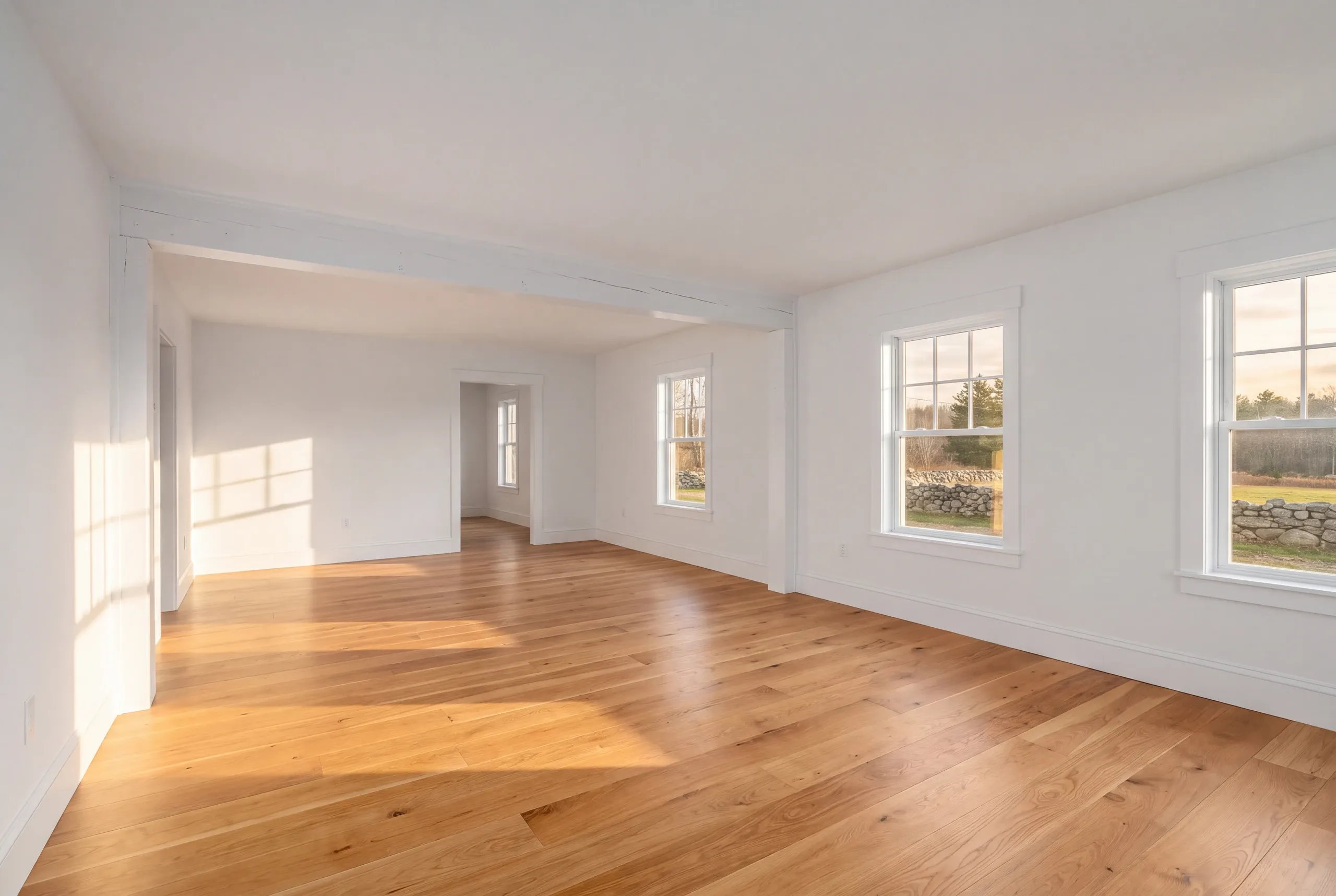Finished first-floor living space in a remodeled Whitefield farmhouse