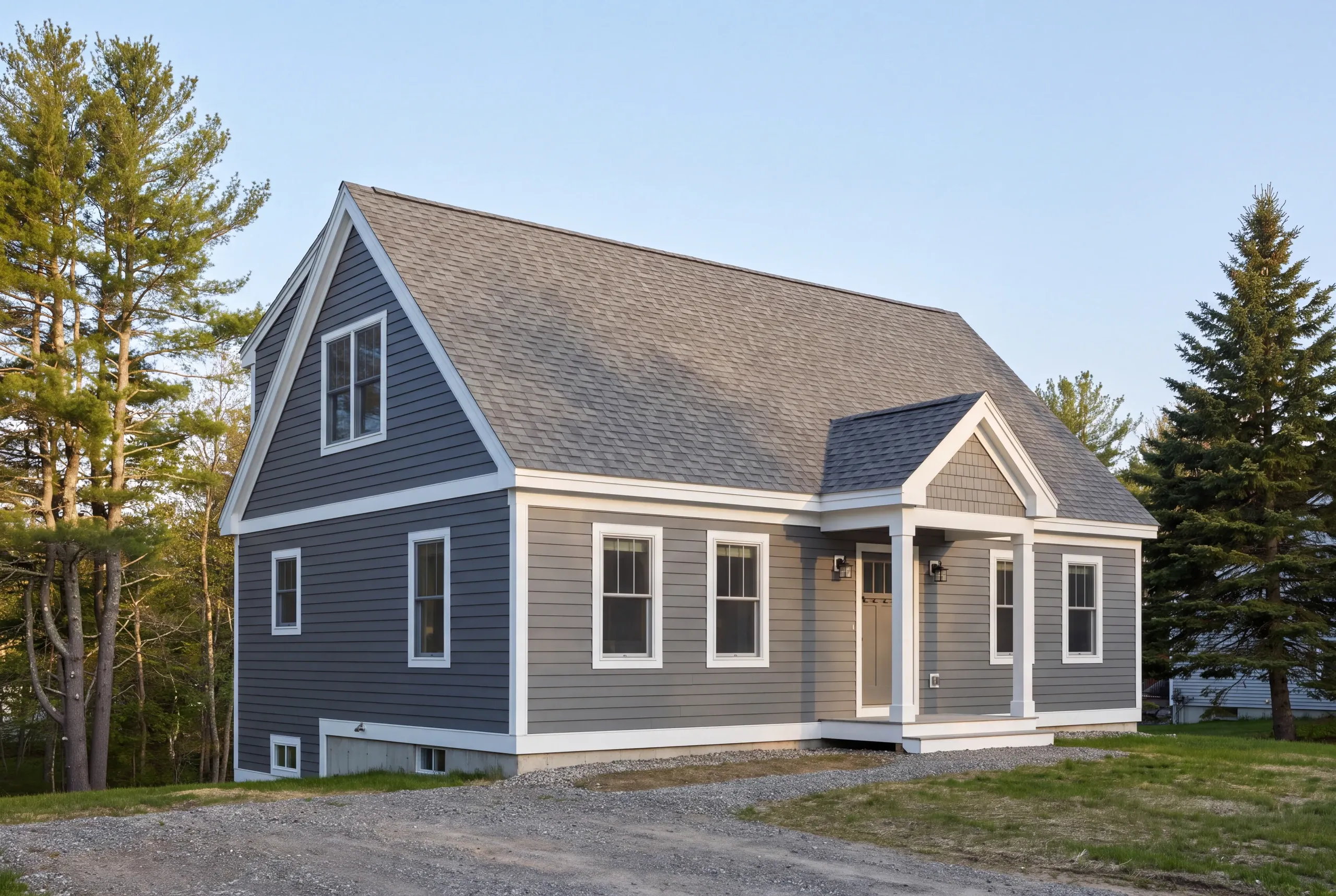 Roofer at work on a Central Maine project