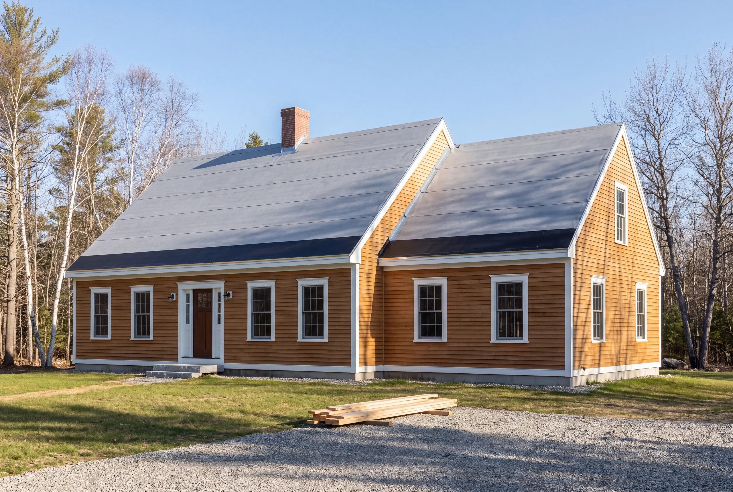 Head Tide village house being reroofed in Alna