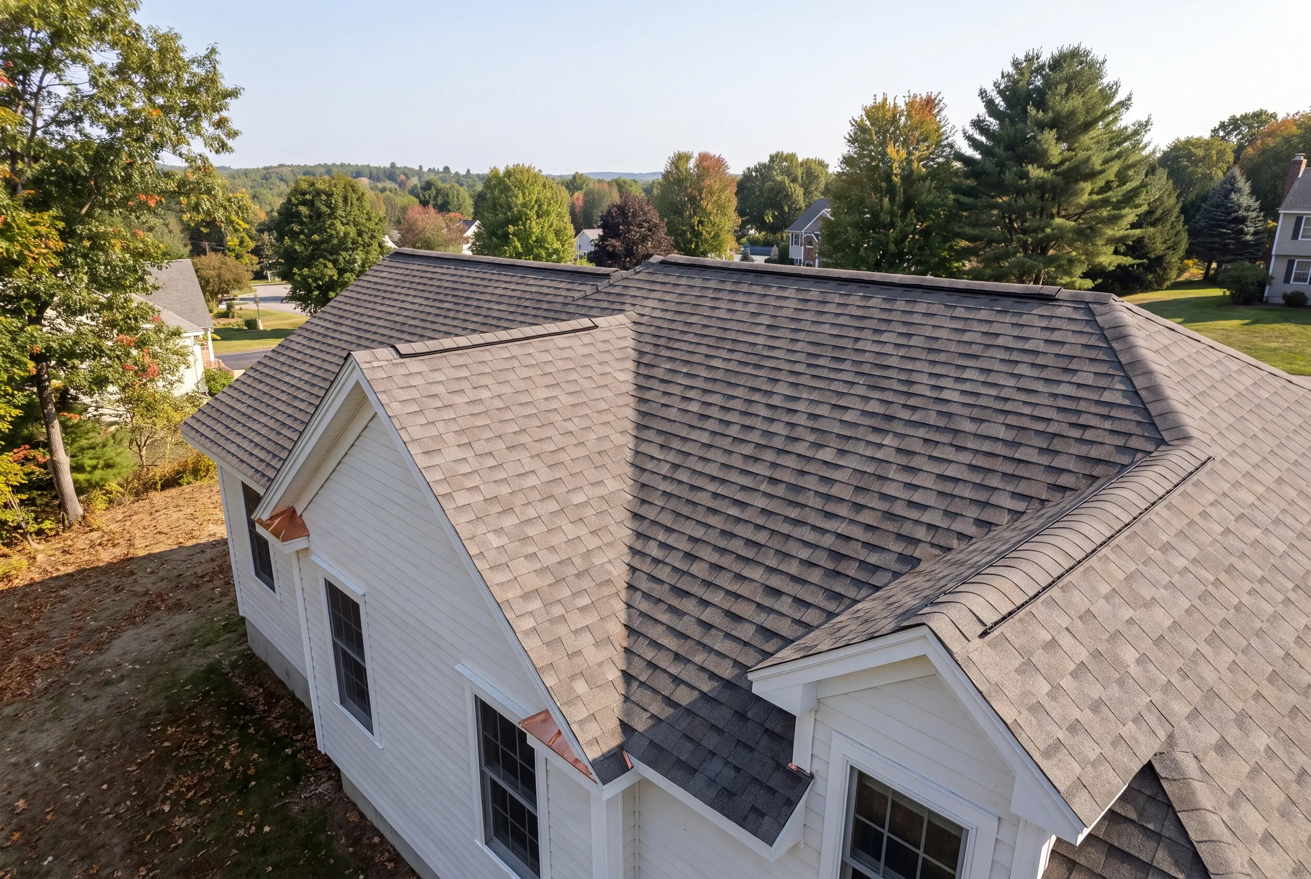New shingles on a hillside Auburn neighborhood home