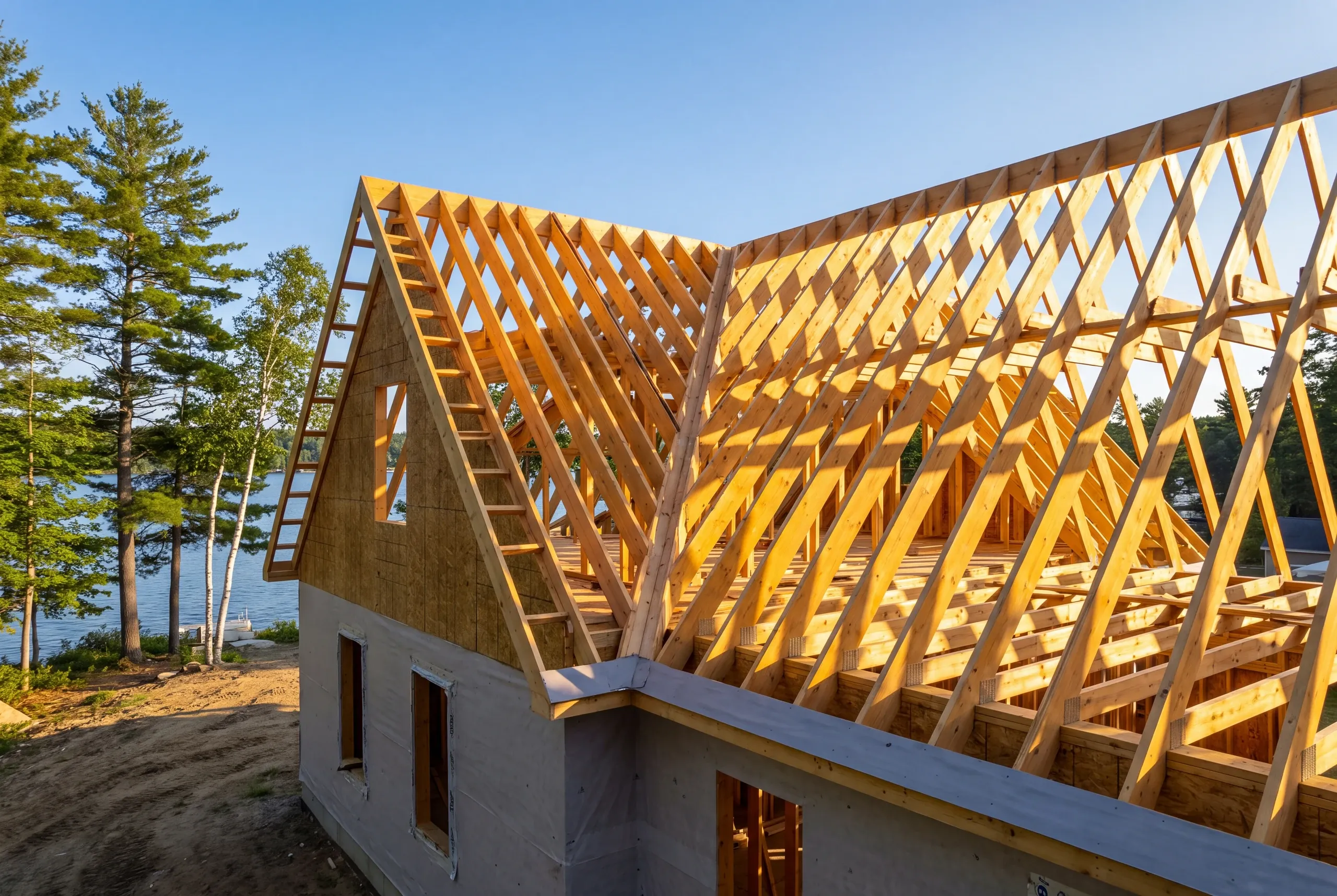 Roof tear-off on a Great Pond camp in Belgrade