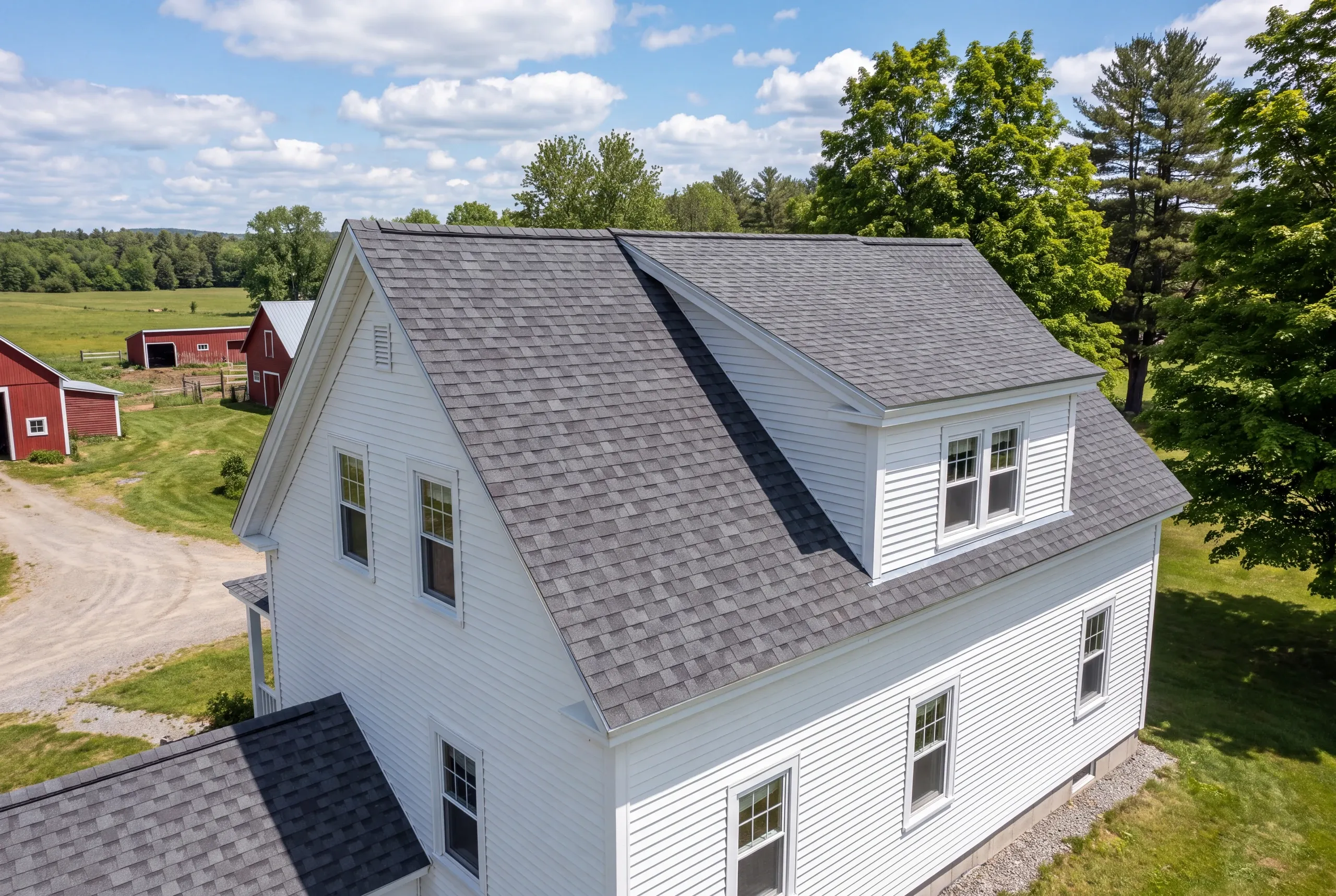 Architectural shingles going on a Clinton village farmhouse