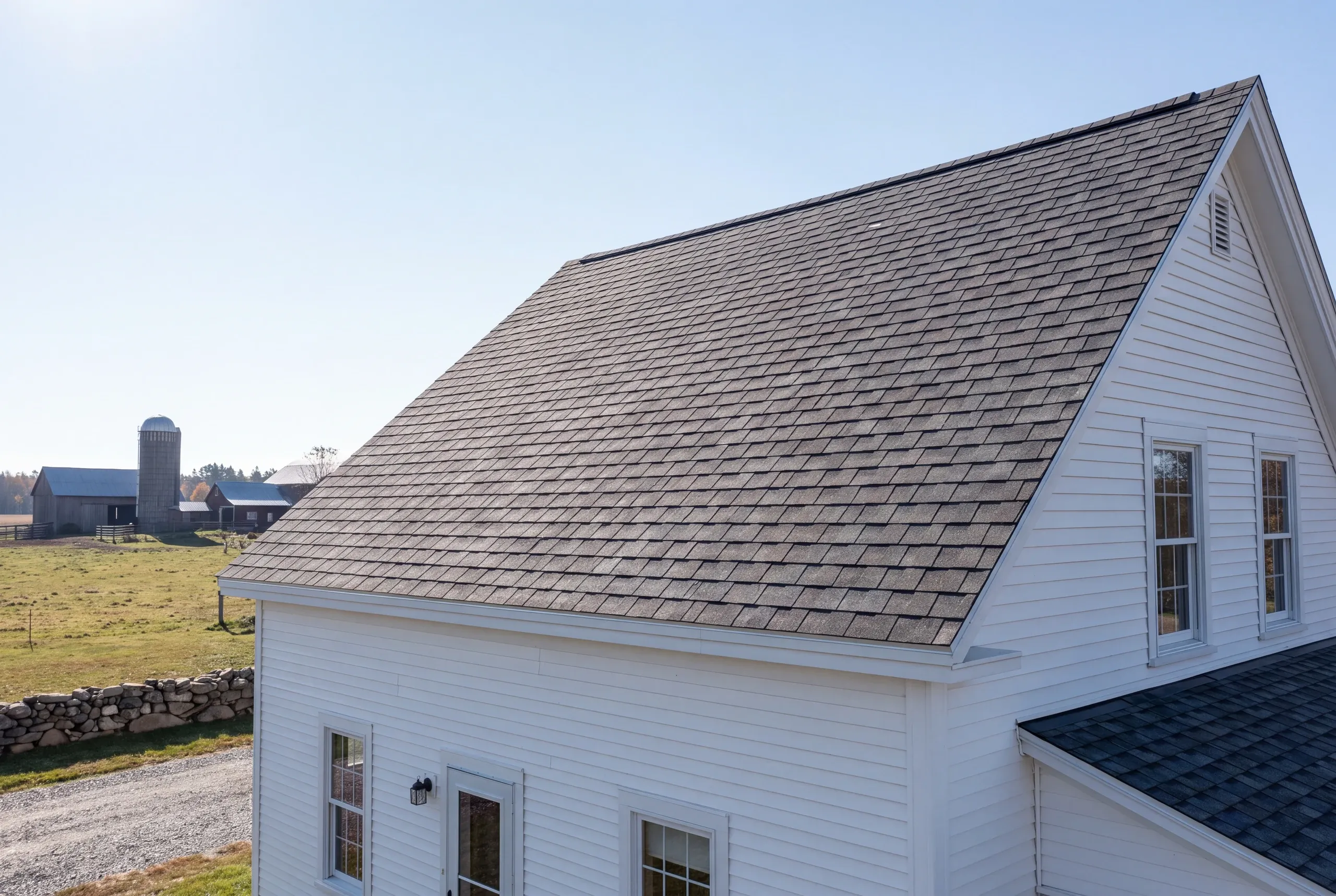Finished roof on a Sebasticook River farmhouse in Clinton