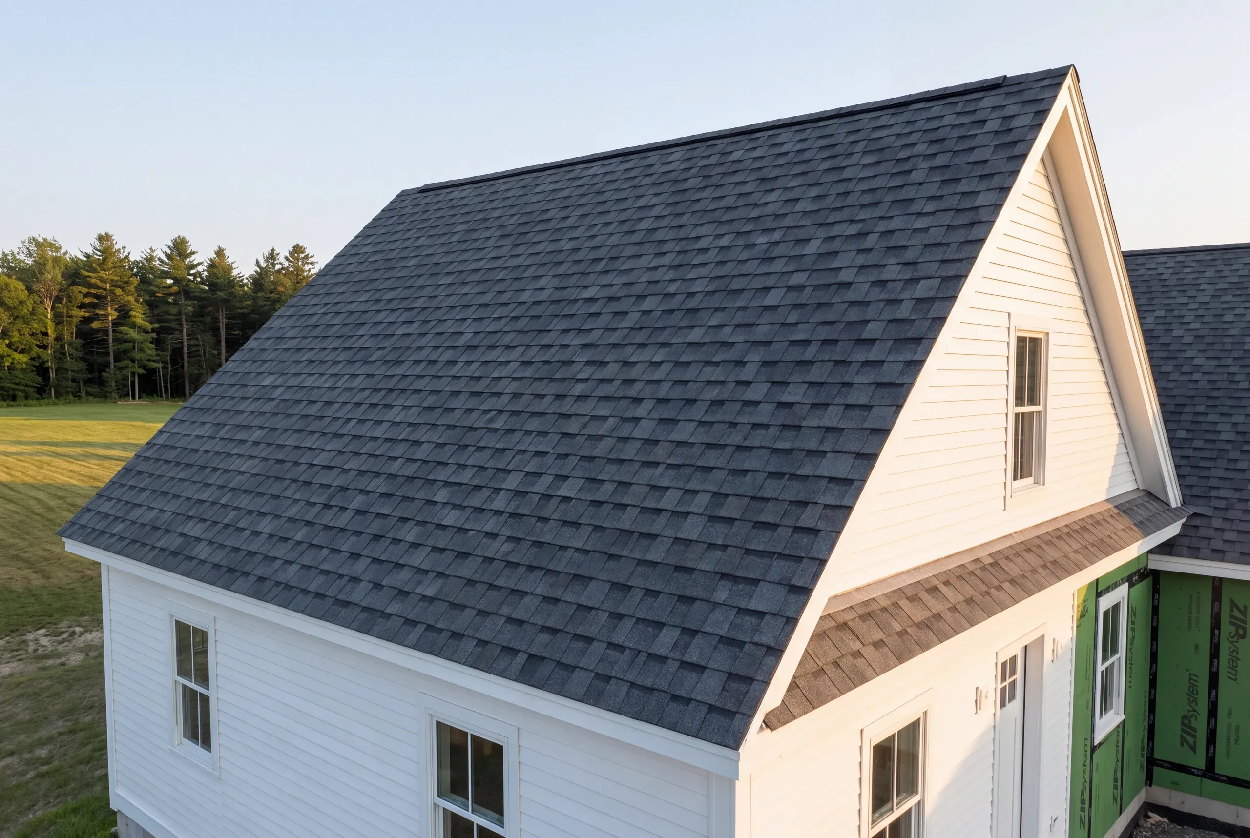 Snow sliding off a metal roof on a Fairfield farm property