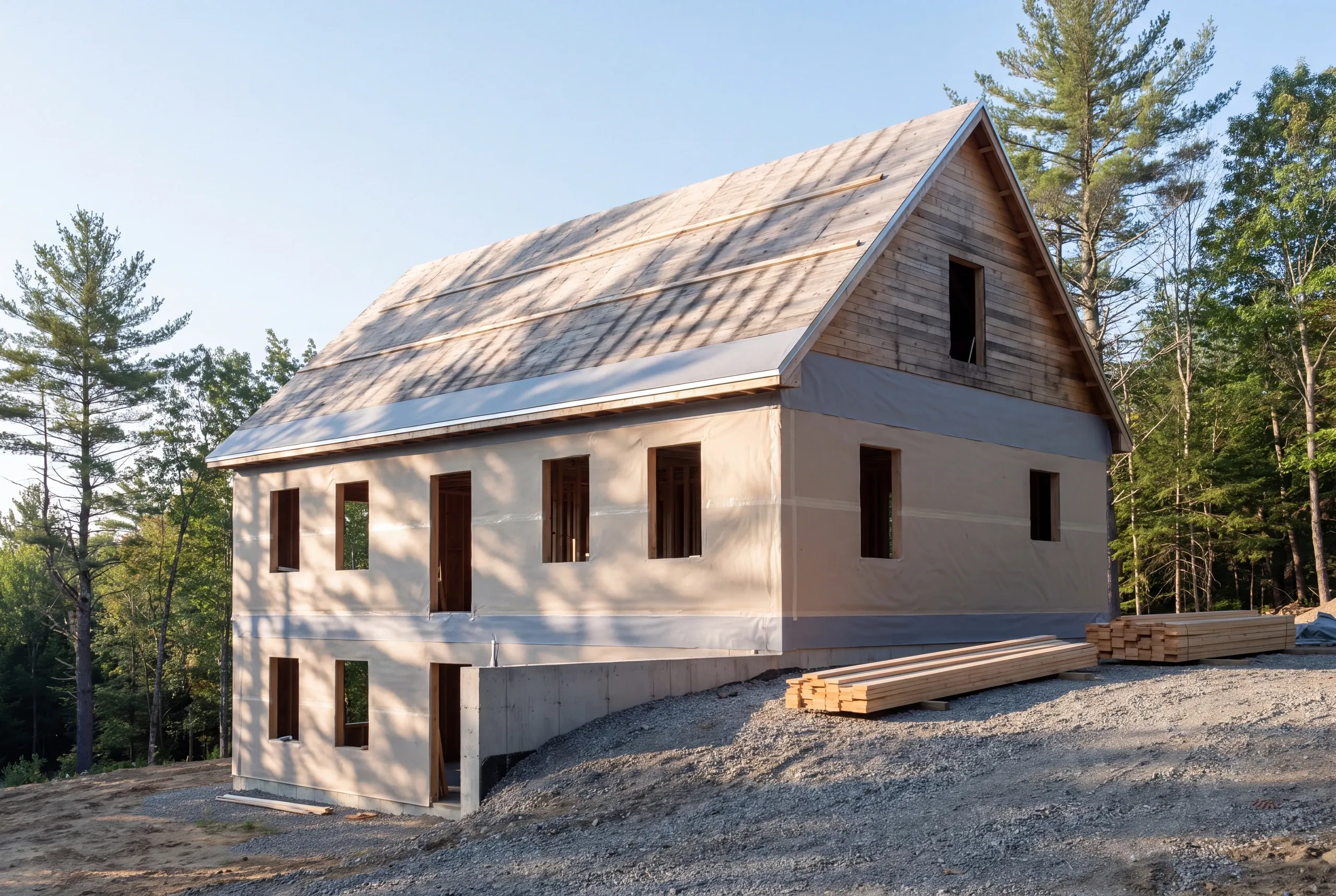 Standing seam metal roof on a Farmington hillside house