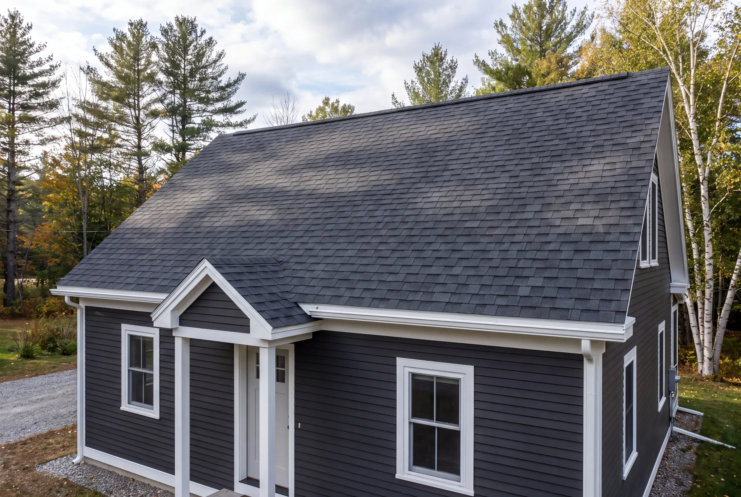 Finished roof on a Farmington village house near the university