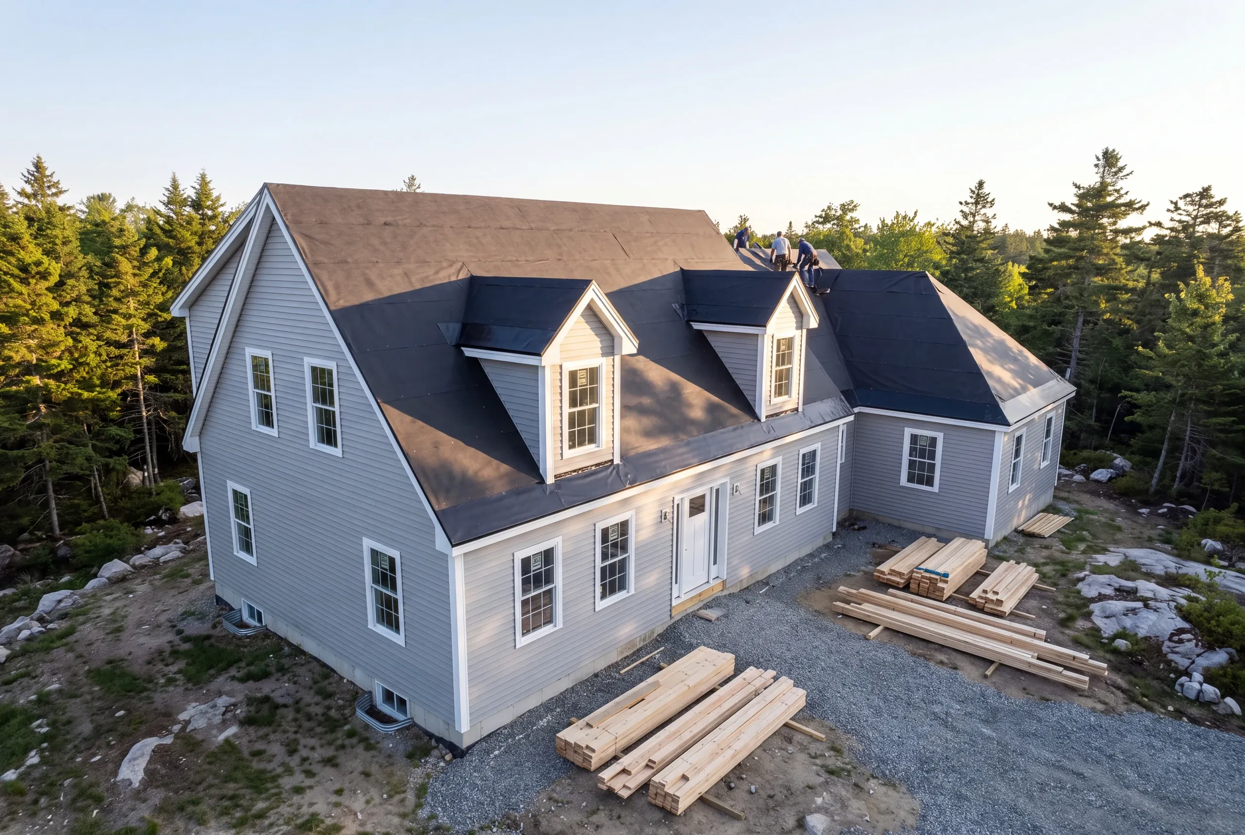 Roofer nailing shingles to the manufacturer wind pattern in Sidney