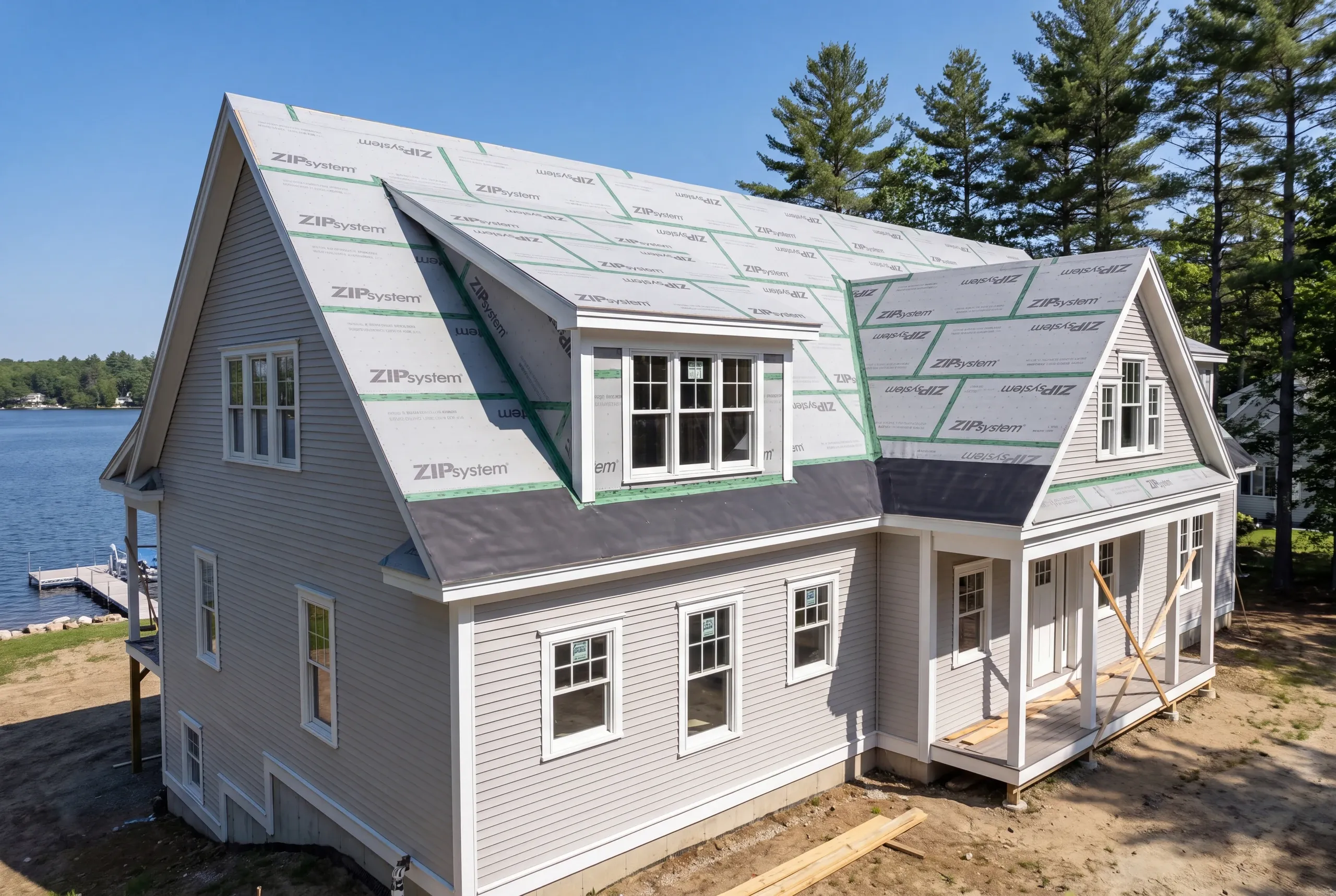 Messalonskee Lake frontage house being reroofed in Sidney