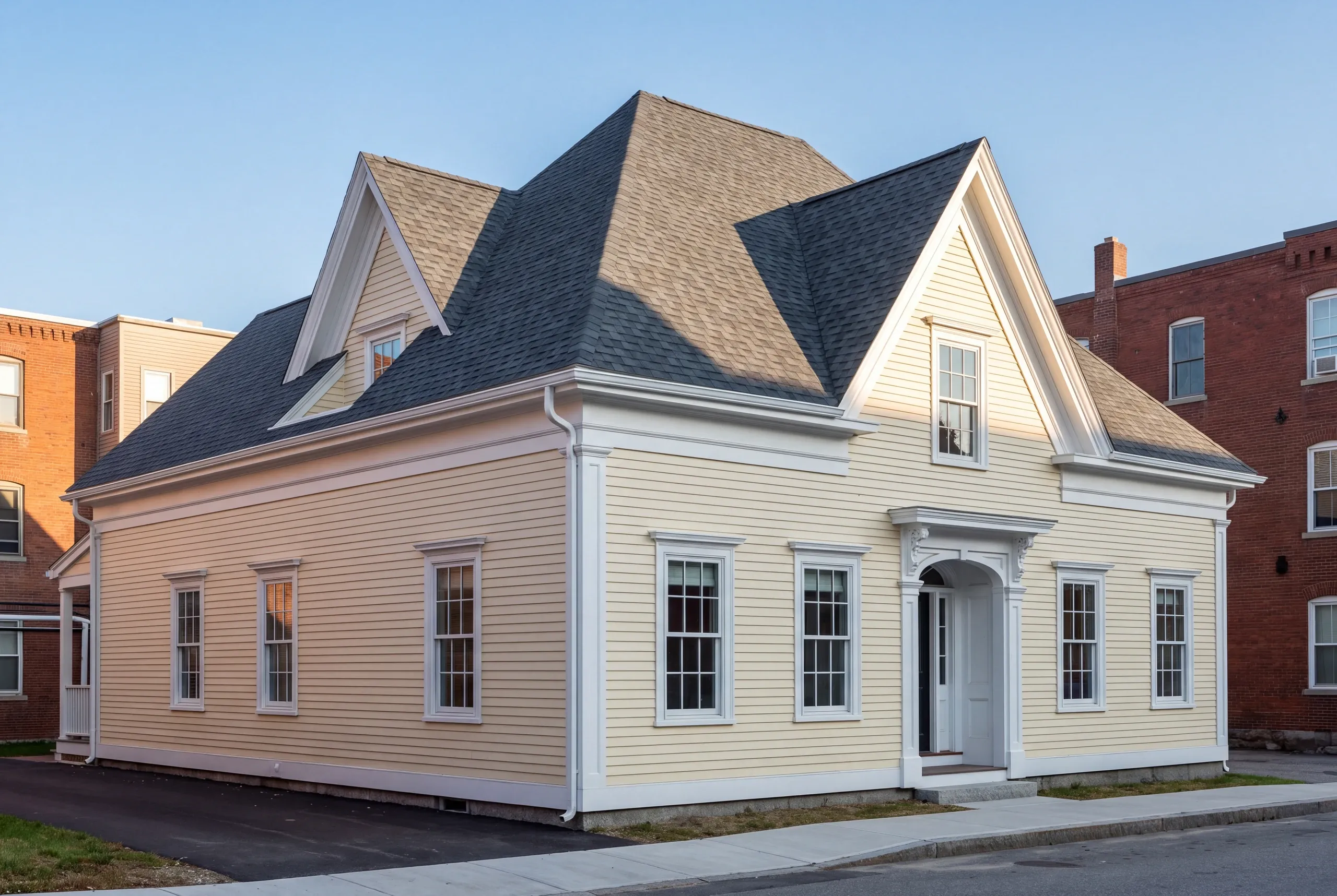 Completed architectural shingle roof on a Waterville Victorian
