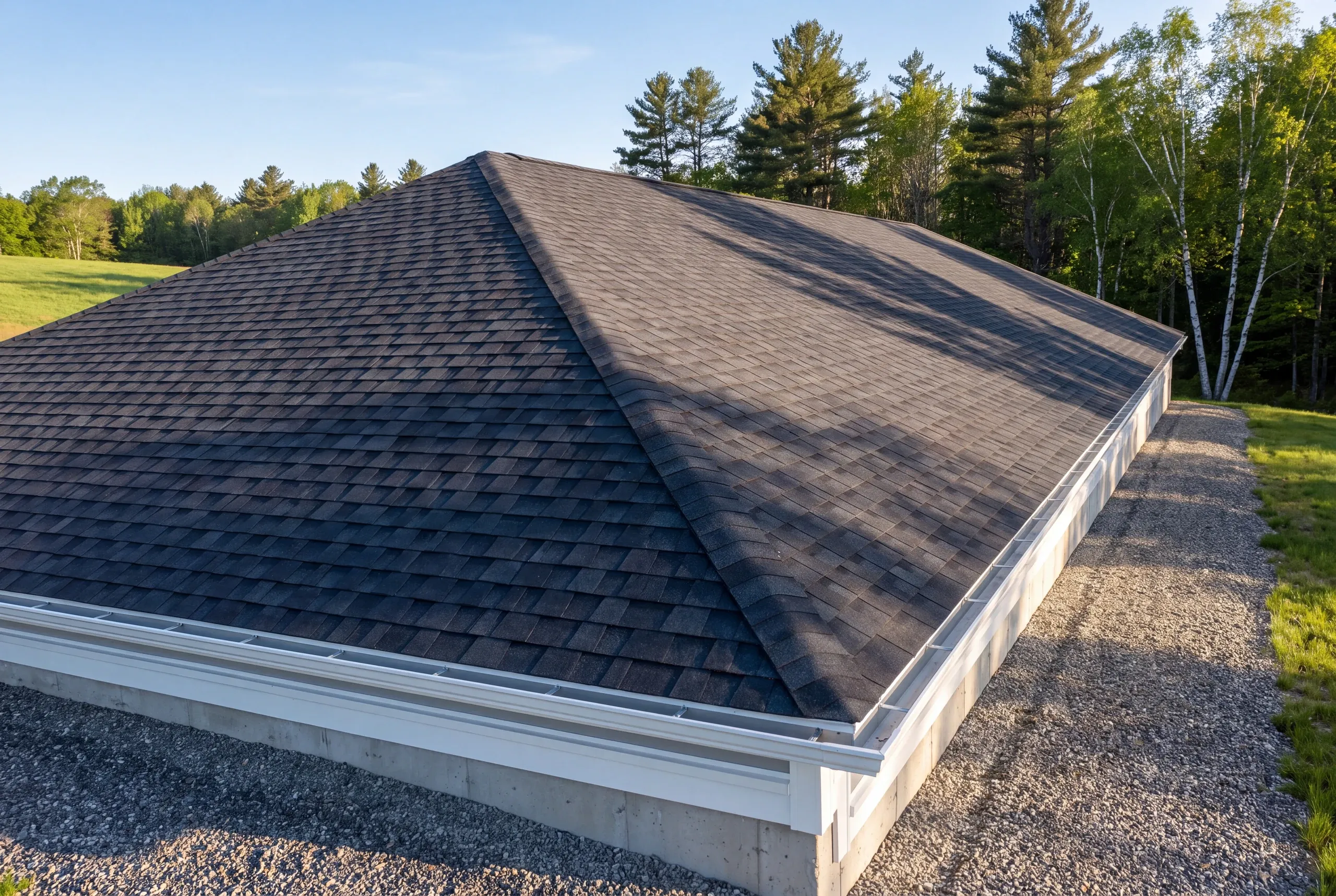 Long equipment shed roof being replaced in Windsor