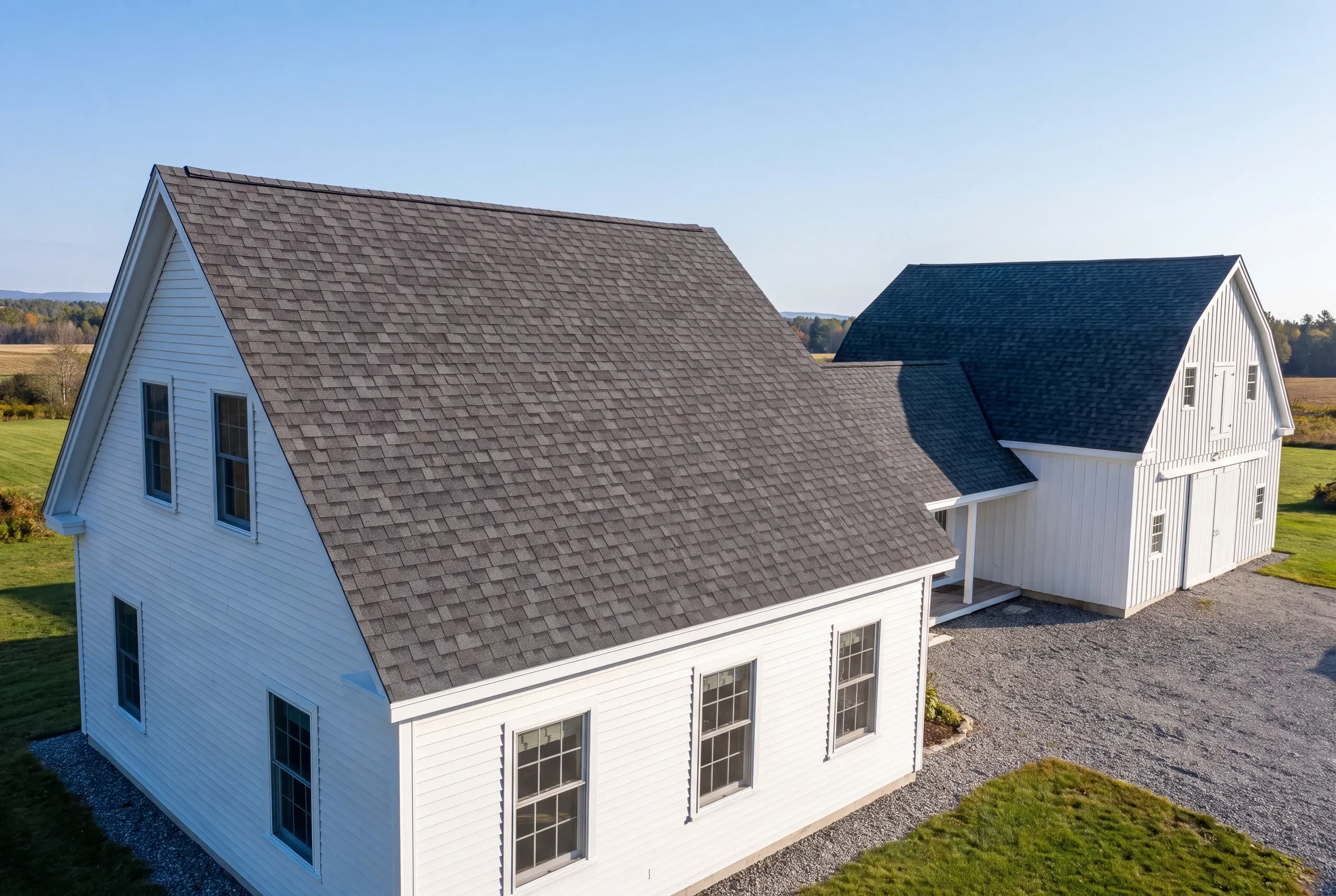 Finished house and barn roofs on a Windsor property