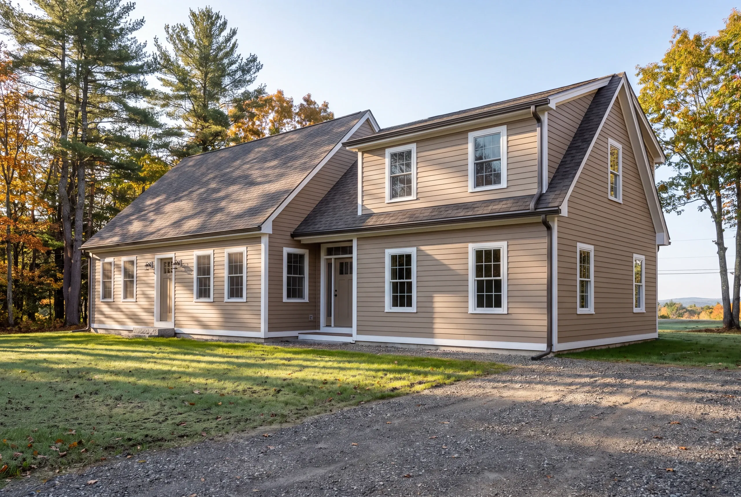 A completed addition joined to an existing Central Maine home