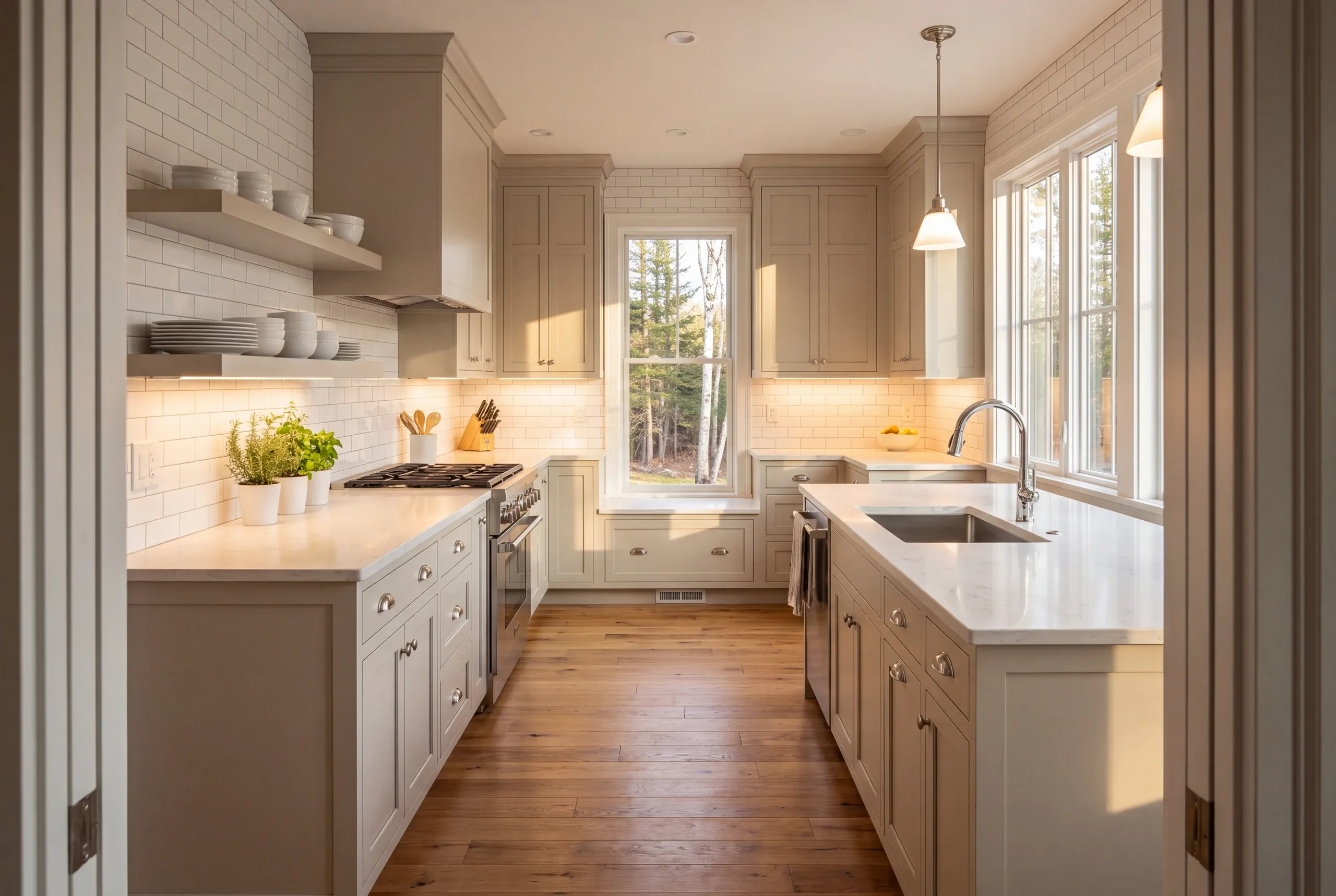 A completed kitchen remodel in a Central Maine home