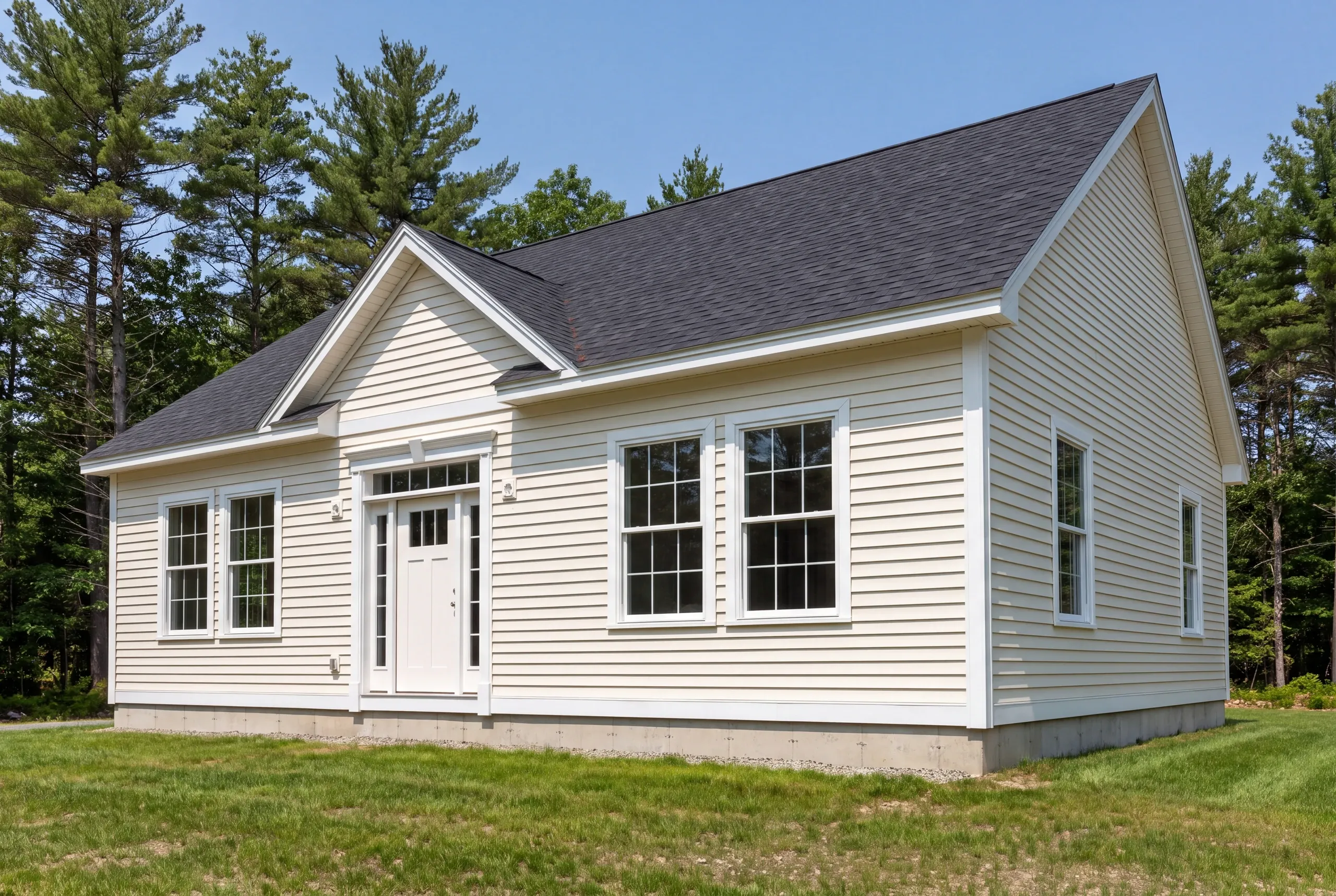 Completed siding and trim on a Central Maine home