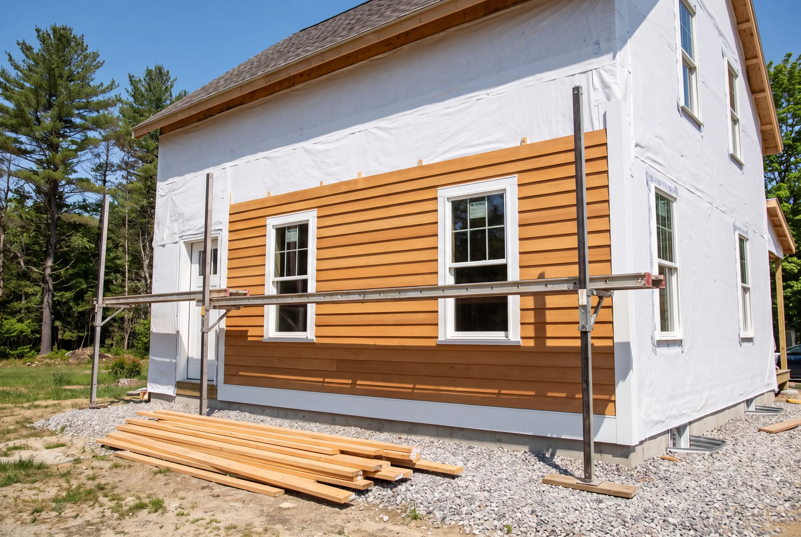 Rural Auburn property being re-sided with open staging room