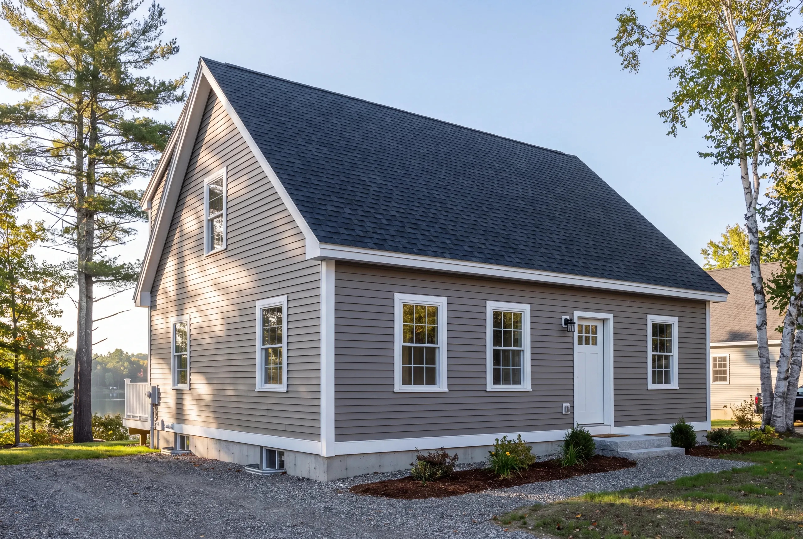 Finished siding on a Belgrade Lakes village home